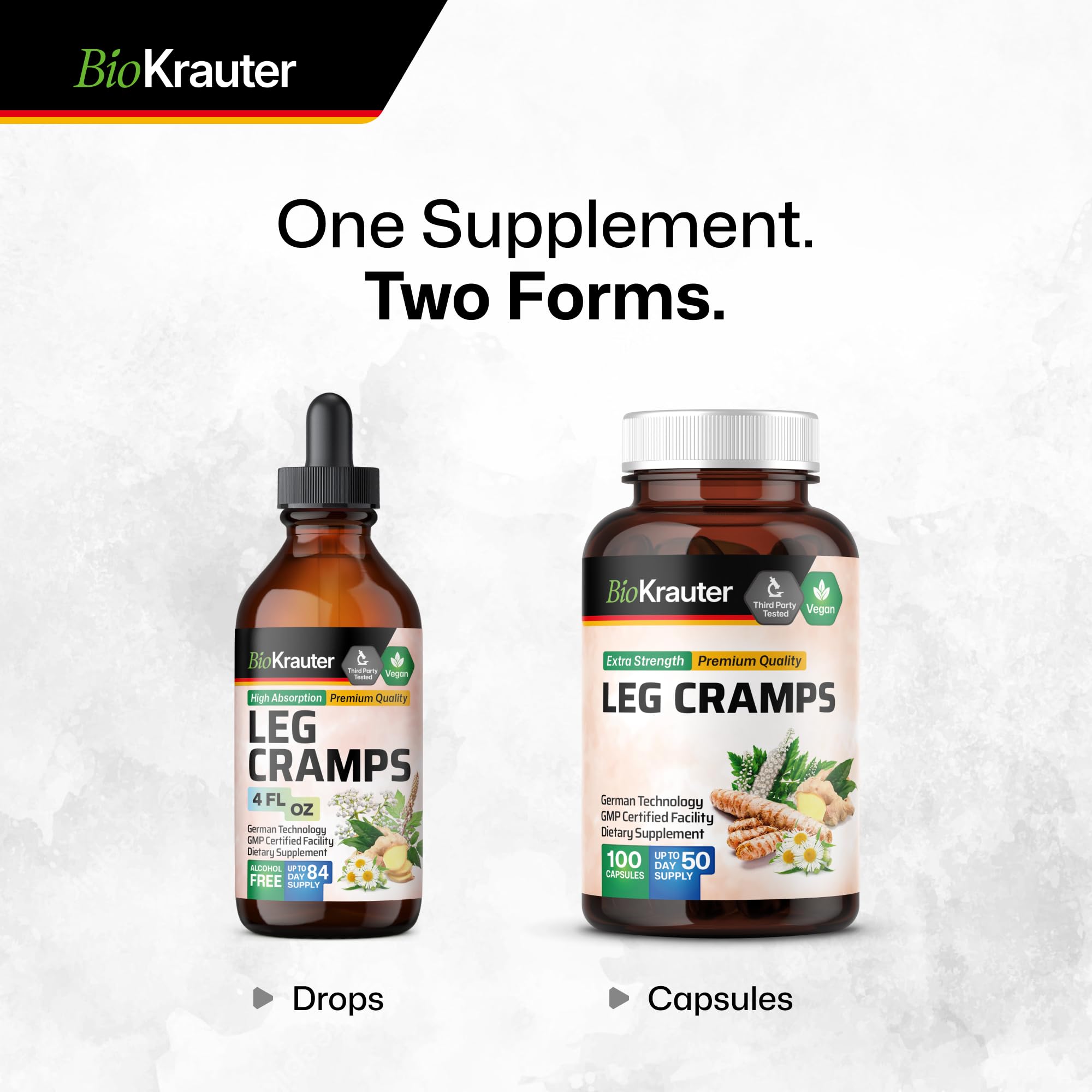 BIO KRAUTER® Magnesium Glycinate for Leg Сramps & Relax - 5-in-1 Formula Magnesium Glycinate 400mg with Turmeric, Black Cohosh, Ginger, Chamomile 1200 mg 100 Caps - No Fillers, Non-GMO, 50-Day Supply BIO KRAUTER Au supplements