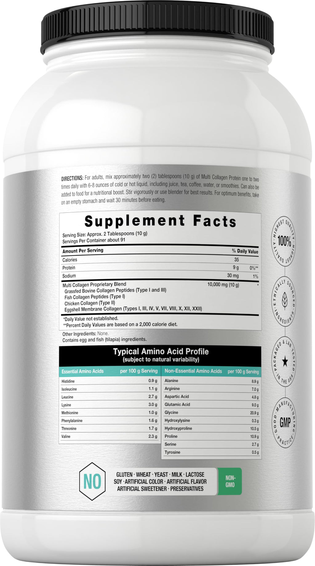 Horbaach Multi Collagen Protein Powder 32 oz | Types I, II, III, IV, V, VII, VIII, X, XII, and XXII | Grassfed Collagen Peptides