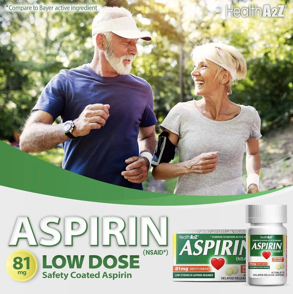 HealthA2Z Aspirin 81mg Low Strength | Enteric Coated | 24 Packs of 40 Counts (960 Tablets Total) | Value Package HealthA2Z Au supplements