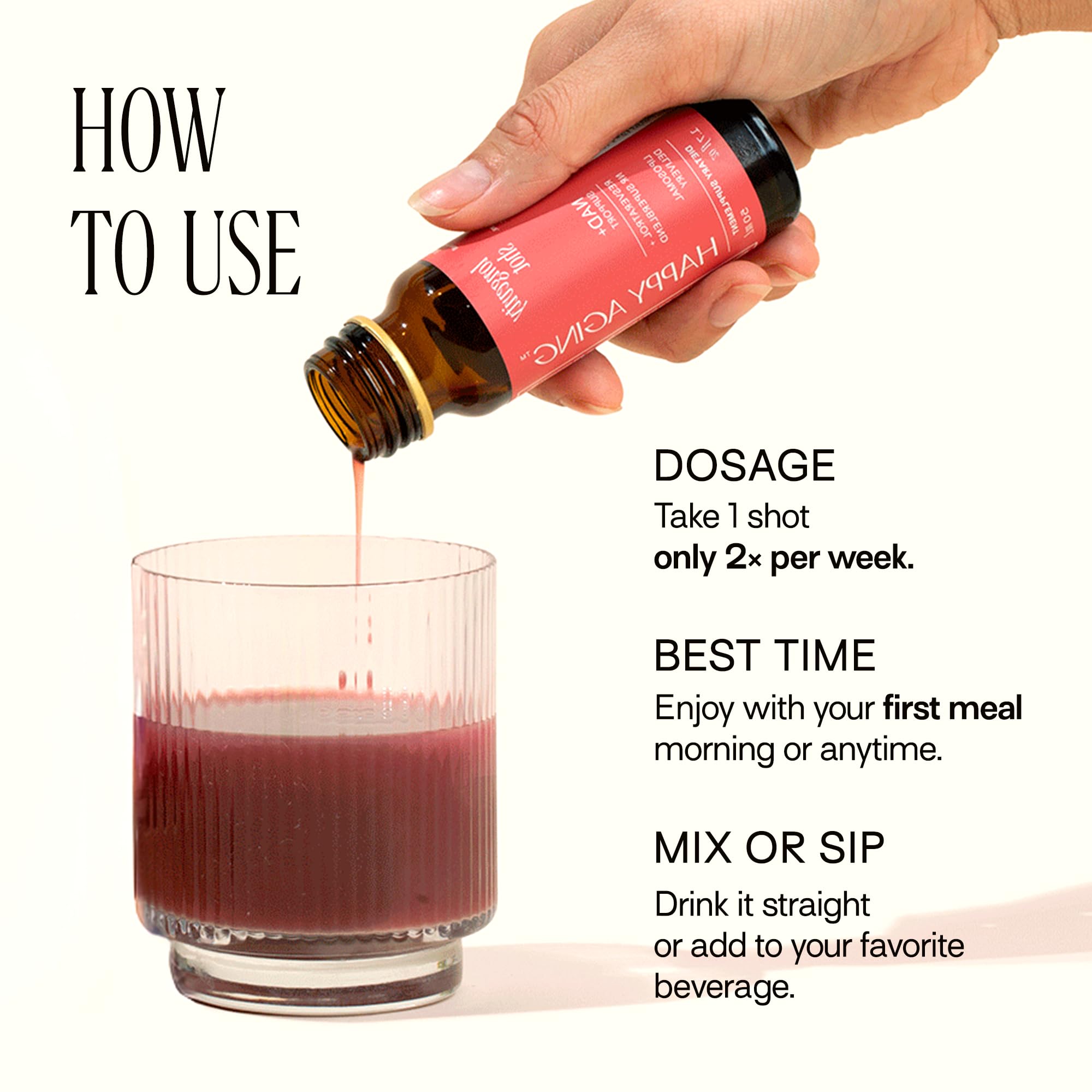 Happy Aging Liquid NAD+ Resveratrol Supplement, NMN Alternative, Liposomal Nicotinamide Riboside & Antioxidants for Energy Support, Brain Health, Firm Skin, Twice Weekly Use, 30 Shots Happy Aging Au supplements
