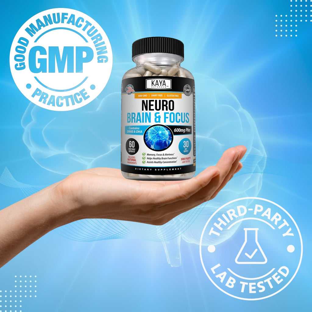 Kaya Naturals - Neuro Brain for Memory & Focus - Nootropic Energy Capsule - Nootropic Brain Support Supplement - Focus & Concentration & Learning Accuracy - Cognitive Function - 60 Count Kaya Naturals Au supplements