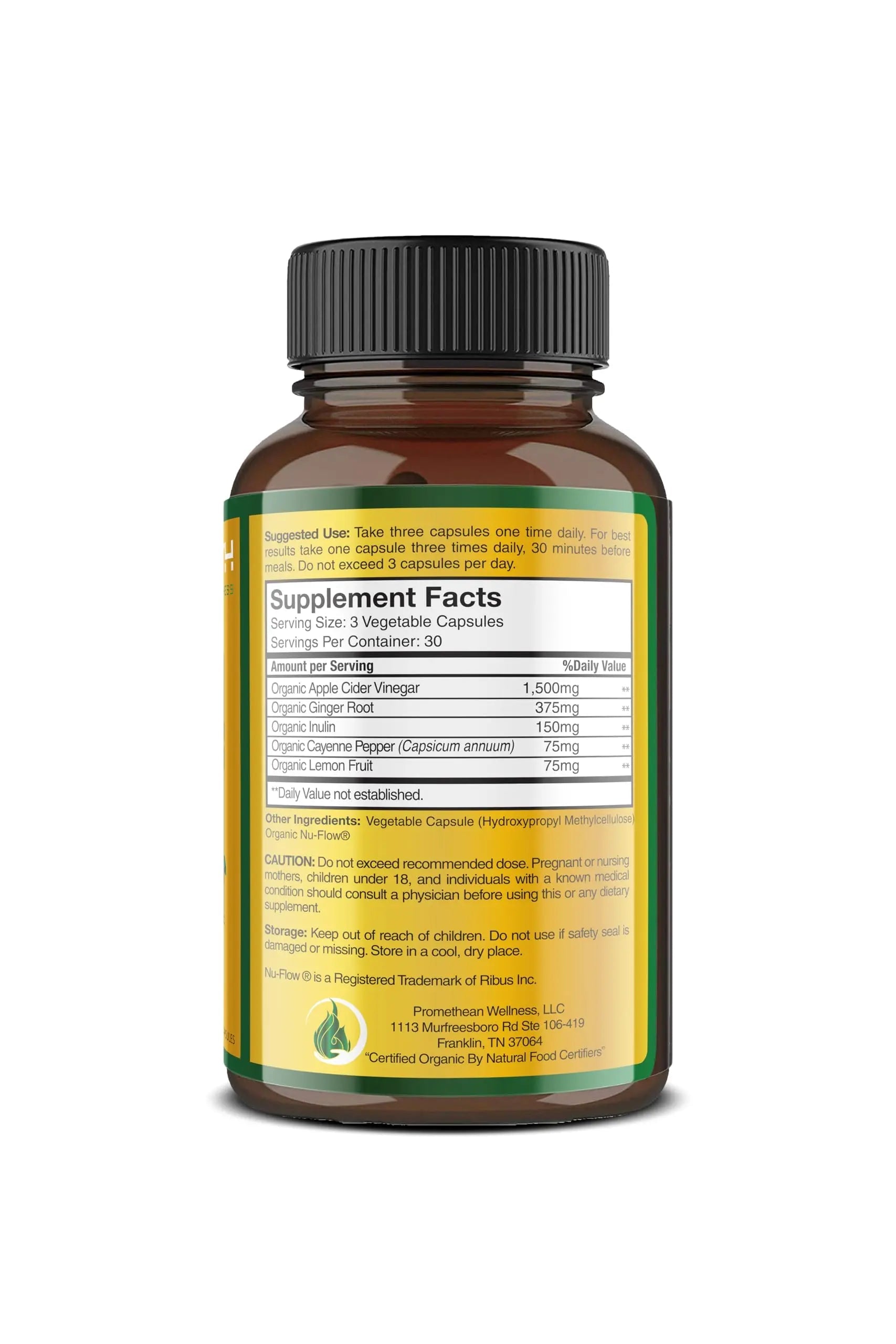 Certified Organic Apple Cider Vinegar Capsules Pro with Mother Acv Pills Detox Promethean Wellness Au supplements
