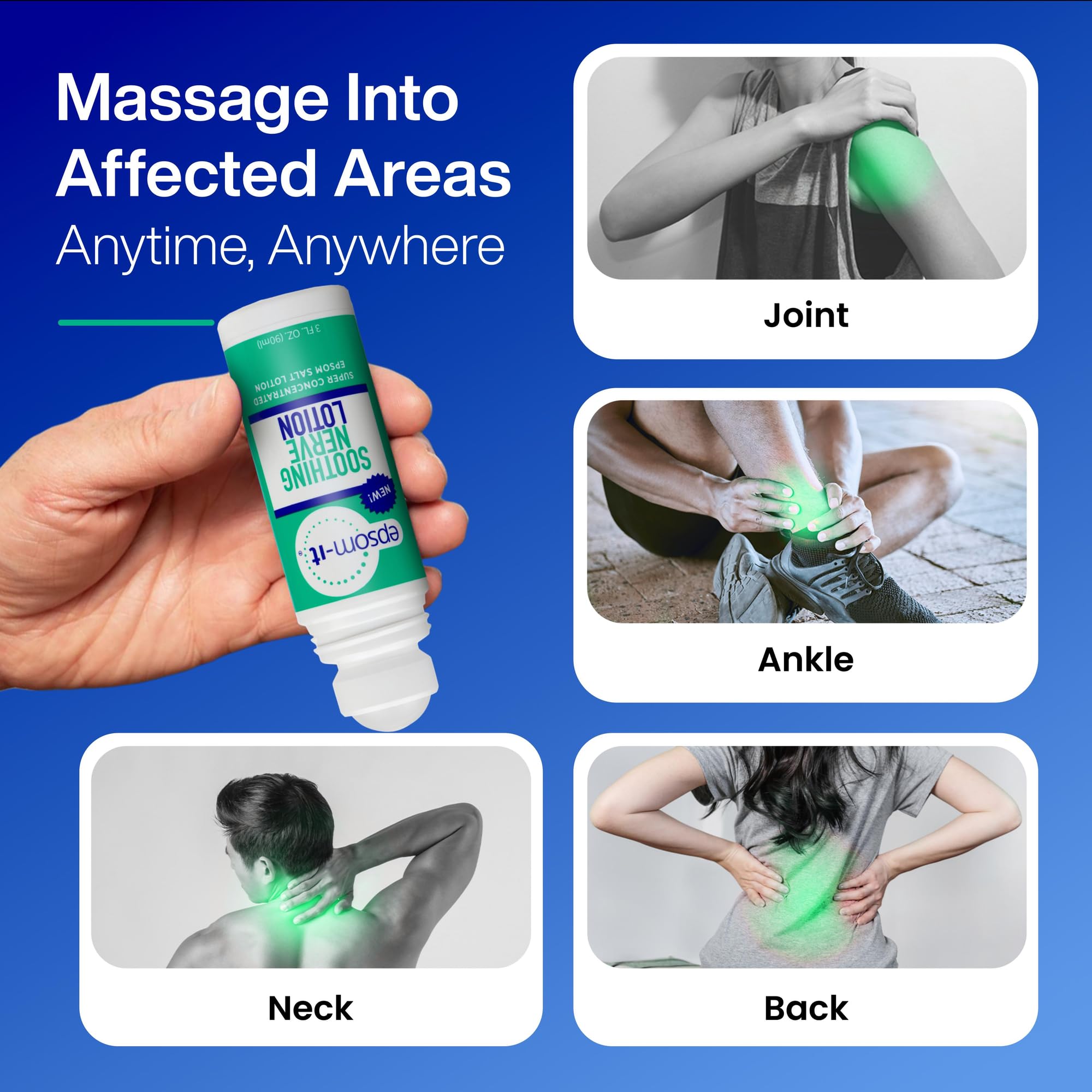 Epsom-It Soothing Nerve Lotion - Roll On Epsom Salt Magnesium Lotion, Topical Magnesium Cream with Capsaicin & Arnica for Tired Muscles and Sleep, 3oz EPSOM-IT Au supplements