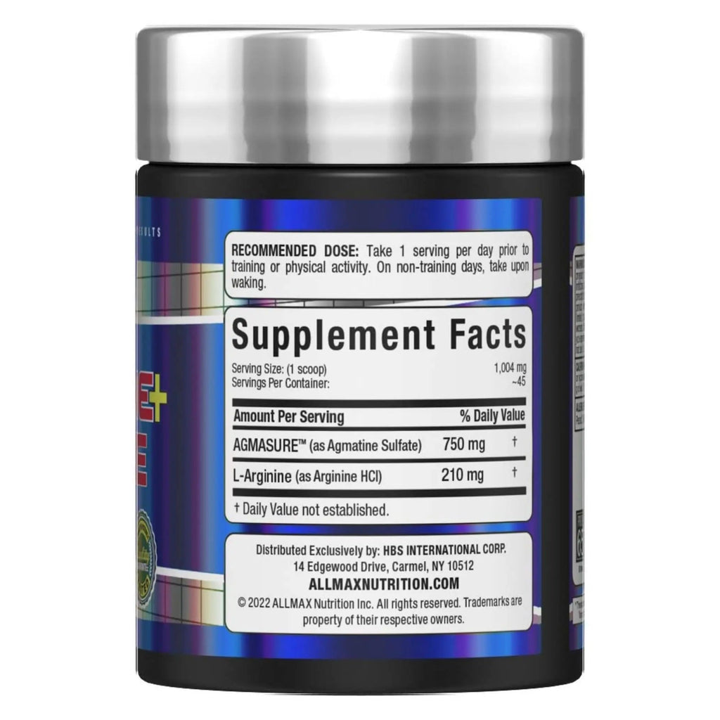 ALLMAX AGMATINE ARGININE - 45 g - Modulates Nitric Oxide Levels - Improves Body ALLMAX Nutrition Au supplements
