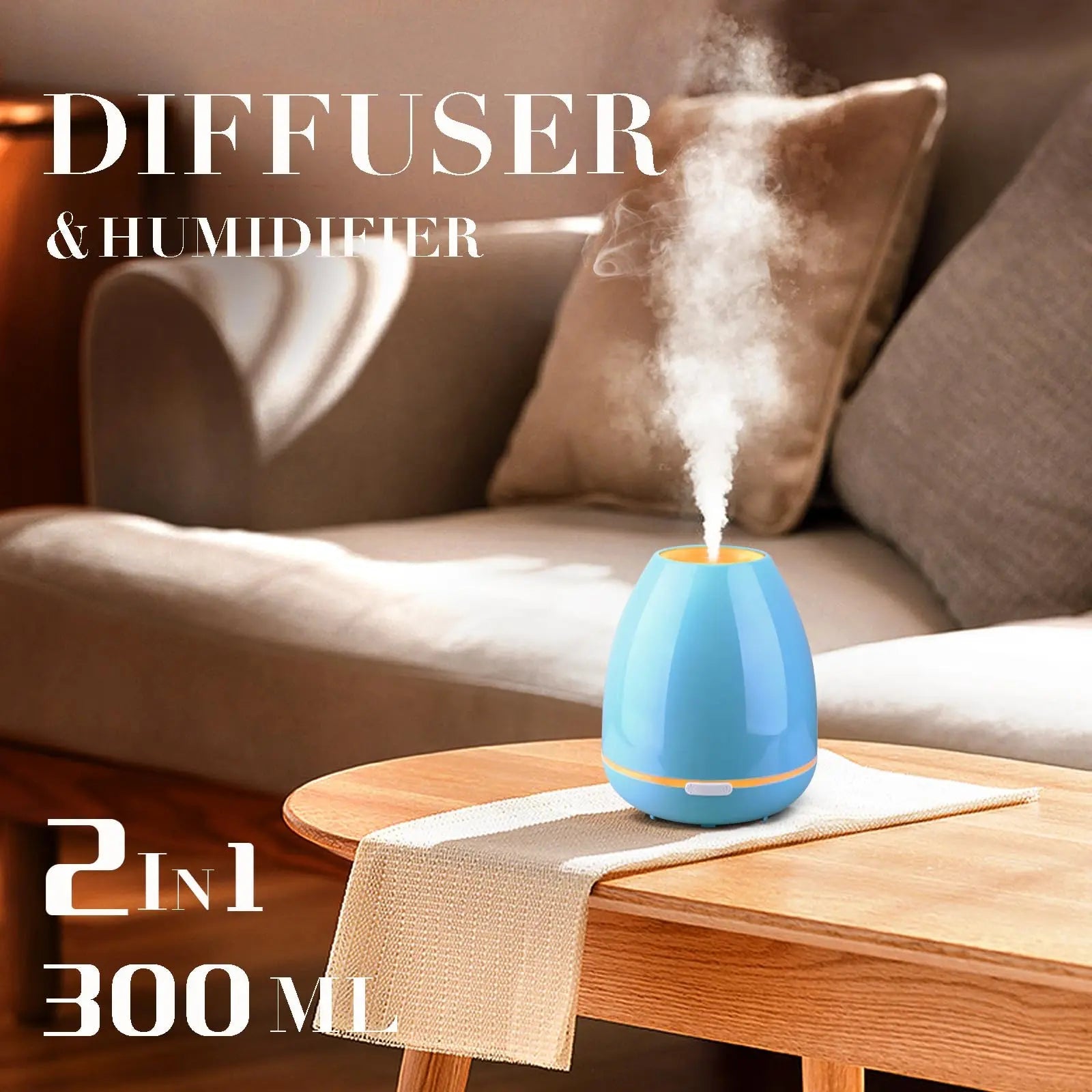 Essential Oil Diffuser for Bedroom Small Humidifier for Home Cool Mist Scent Diffuser 300ml 20 Hours Fashome Au supplements