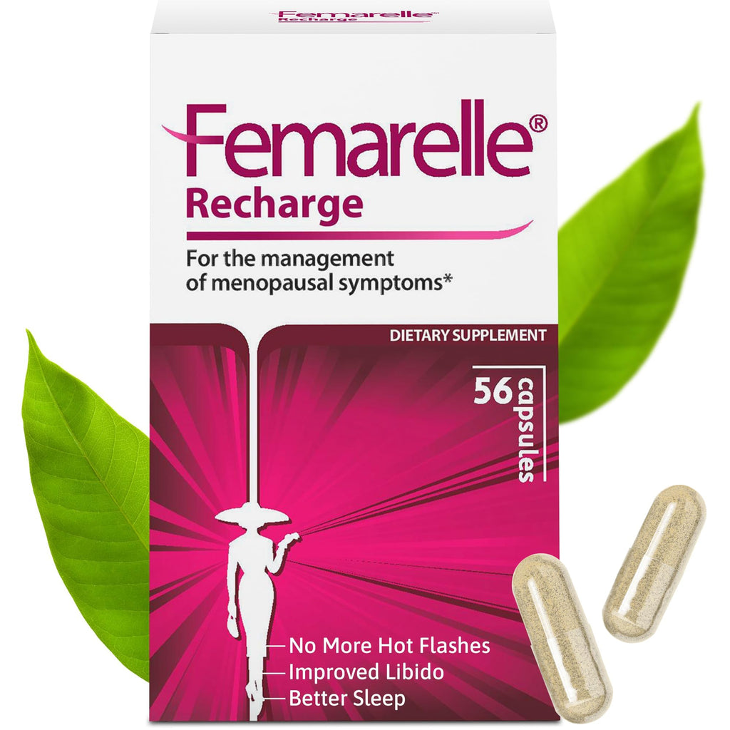 Femarelle® Recharge – Menopause Supplement for Women - Clinically Proven Menopause Relief - Hot Flashes, Night Sweats, Sleep & Libido Support Within 1st Month, Gluten-Free, GMO-Free & Hormone Free Femarelle Au supplements