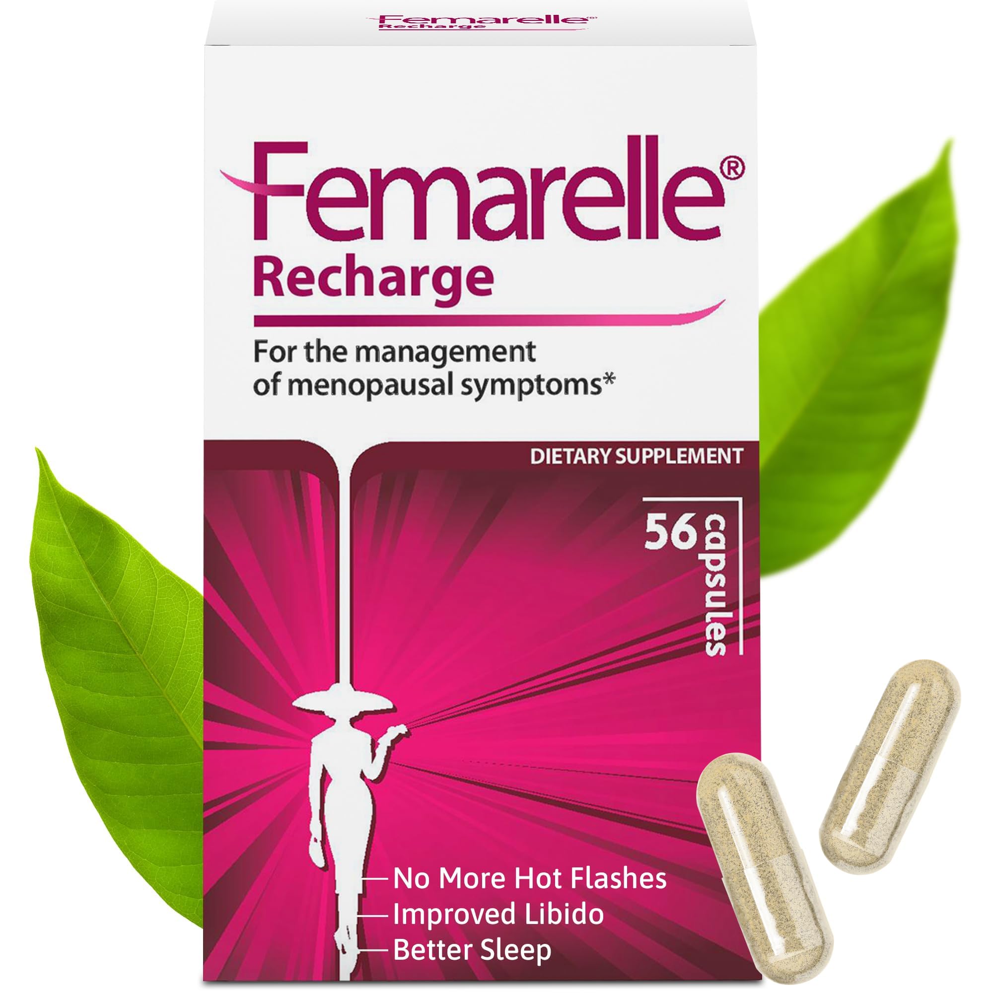 Femarelle® Recharge – Menopause Supplement for Women - Clinically Proven Menopause Relief - Hot Flashes, Night Sweats, Sleep & Libido Support Within 1st Month, Gluten-Free, GMO-Free & Hormone Free Femarelle Au supplements