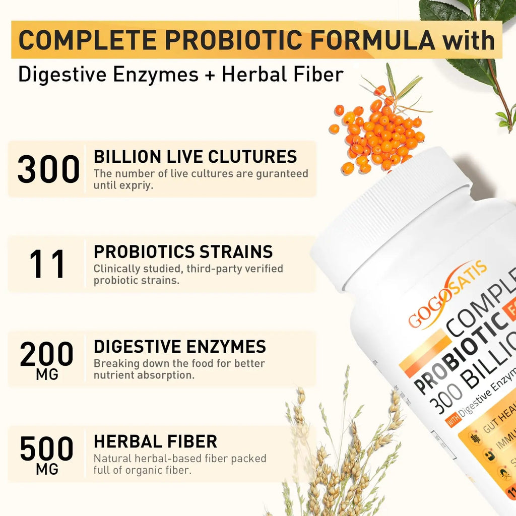 Probiotics for Women & Men, 300 Billion CFU 11 Strains, Probiotic with Organic Herbal GOGOSATIS Au supplements