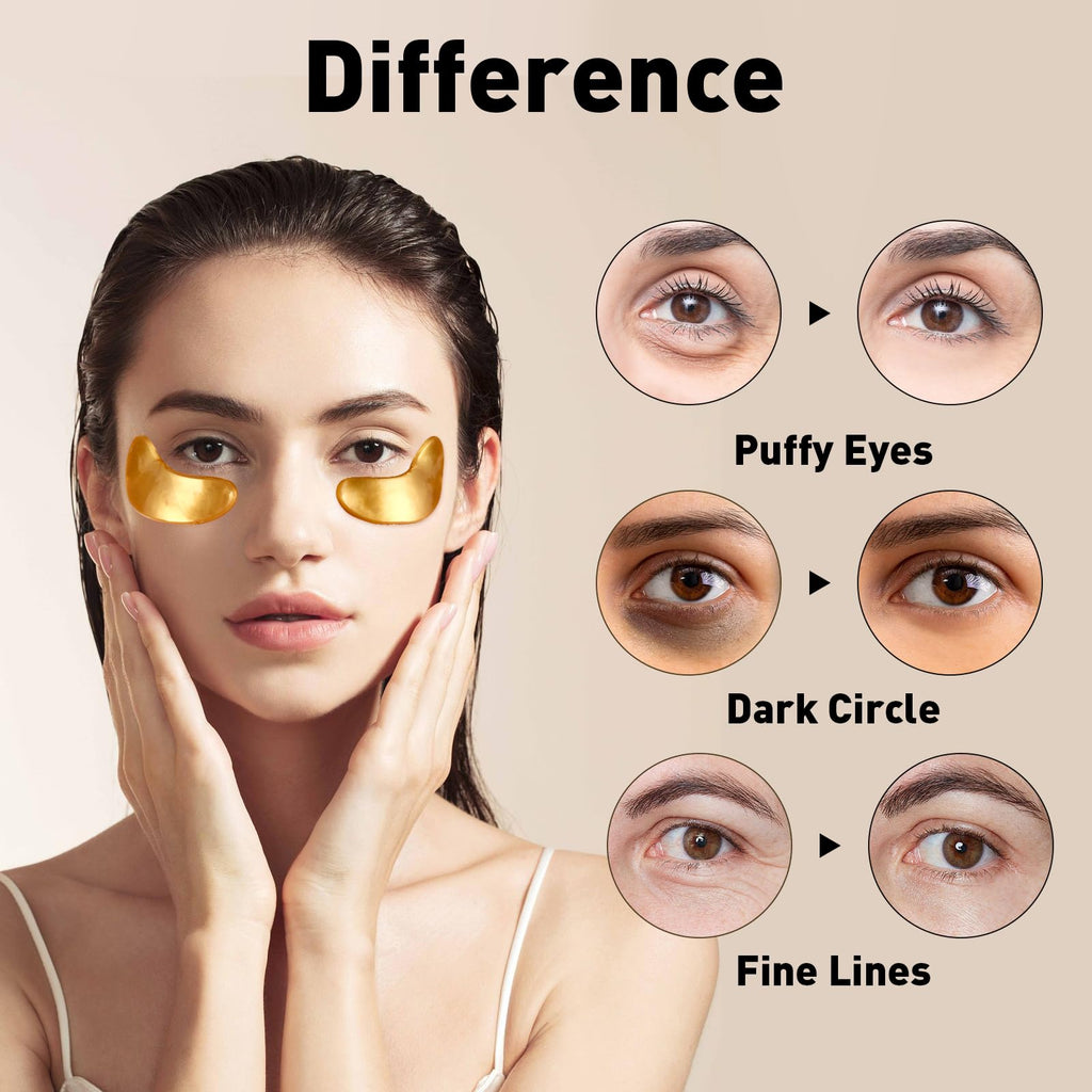 CHMI Under Eye Patches (50 Pairs) - 24K Gold Eye Patches for Puffy Eyes, Dark Circles, EyeBags and Wrinkles