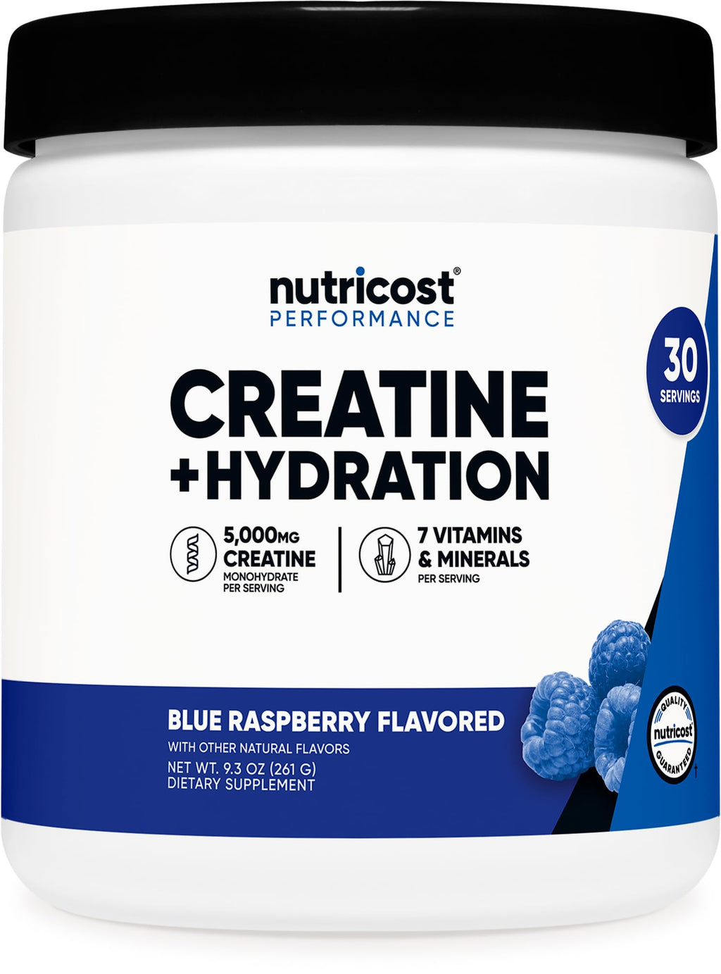 Nutricost Creatine Monohydrate + Hydration Blue Raspberry Flavored (30 Servings) - 7 Vitamins & Minerals, 5000mg of Creatine Per Serving Nutricost Au supplements