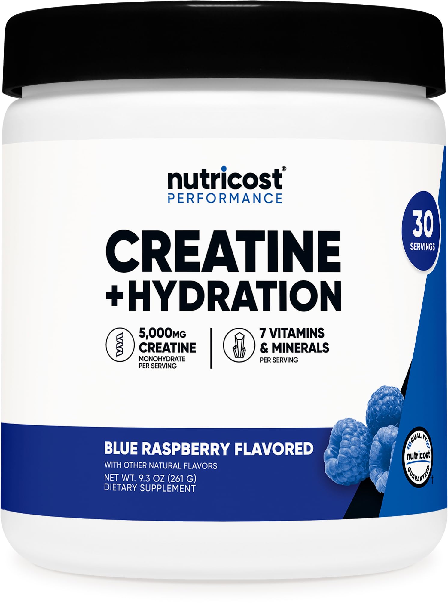 Nutricost Creatine Monohydrate + Hydration Blue Raspberry Flavored (30 Servings) - 7 Vitamins & Minerals, 5000mg of Creatine Per Serving Nutricost Au supplements