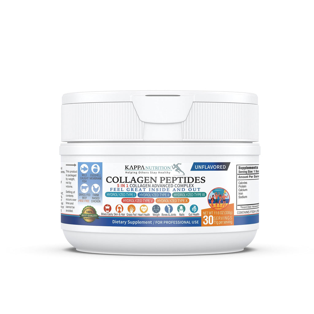 KAPPA NUTRITION Collagen Peptides Powder, 5 in 1 Multi-Collagen Advanced Complex with Hydrolyzed Collagen Peptides, Supports Skin, Hair, Nails, Joints & Bones / 30 Servings KAPPA NUTRITION Au supplements