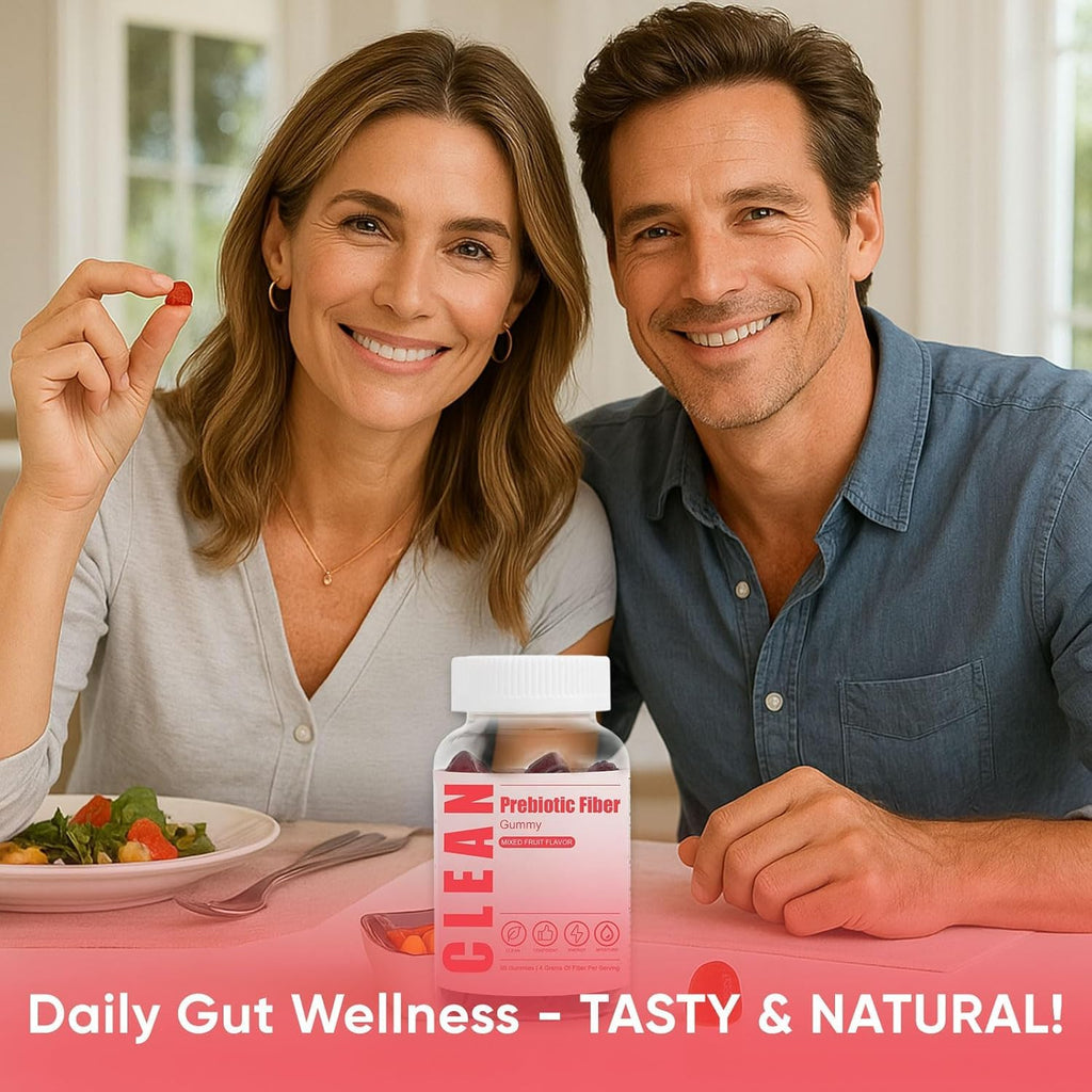 6525080 Clean Prebiotic Fiber Gummy, Clean Fiber Gummies for Men, Men Prebiotic Supplement for Digestive Gut Health, Non-GMO, 60 Gummies