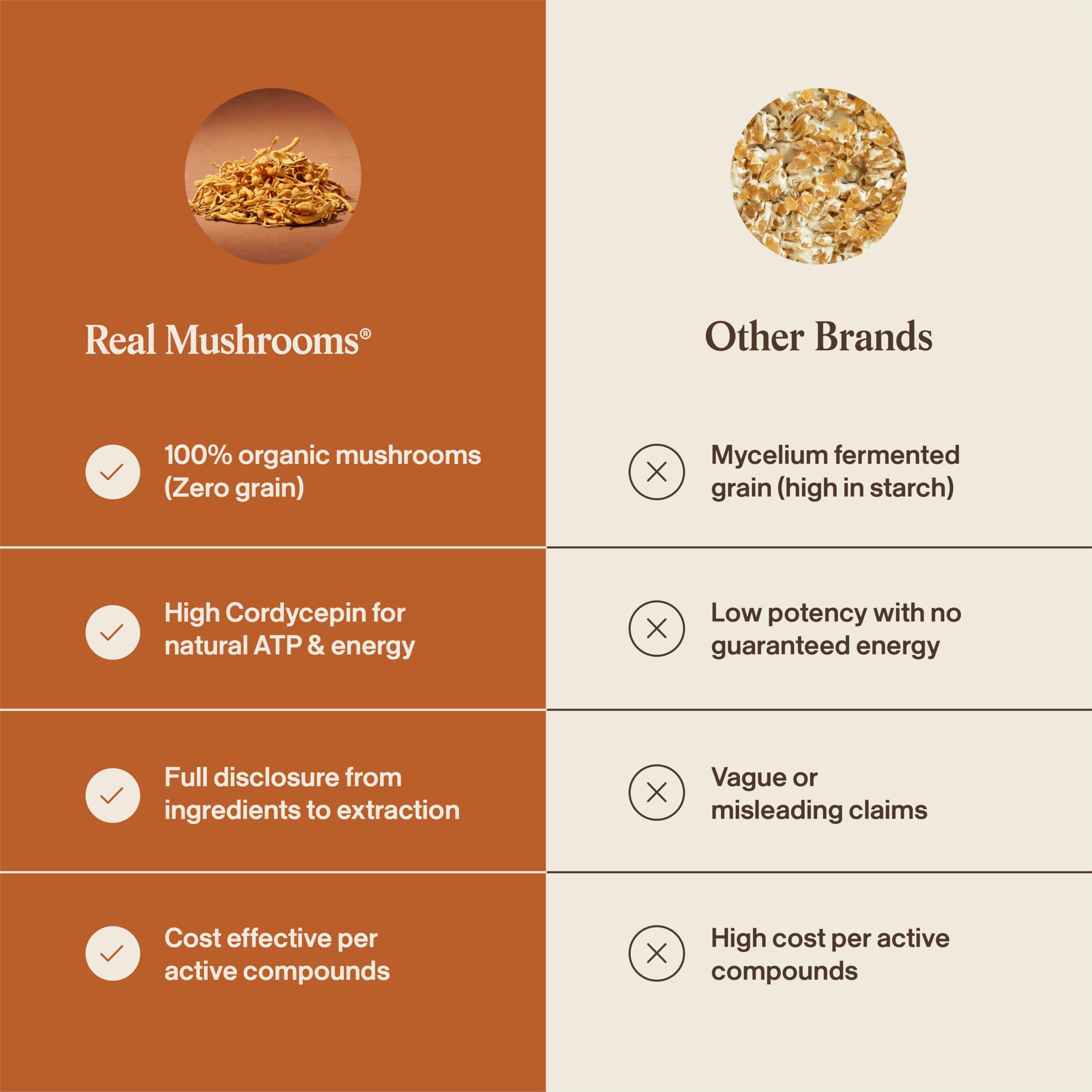 Real Mushrooms Capsules Supplements - Organic Cordyceps Mushroom Powder in Capsules - Energy and Performance Mushrooms with Verified Beta Glucans - Vegan, Non-GMO, 300 Capsules Real Mushrooms Au supplements