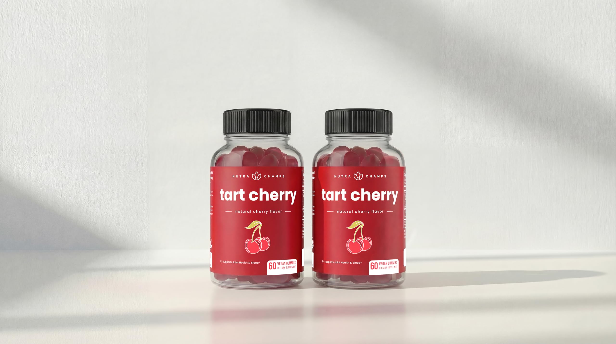 NutraChamps Tart Cherry Gummies - Tart Cherry Extract with Celery Seed - 60 Vegan Gummies (2-Pack)