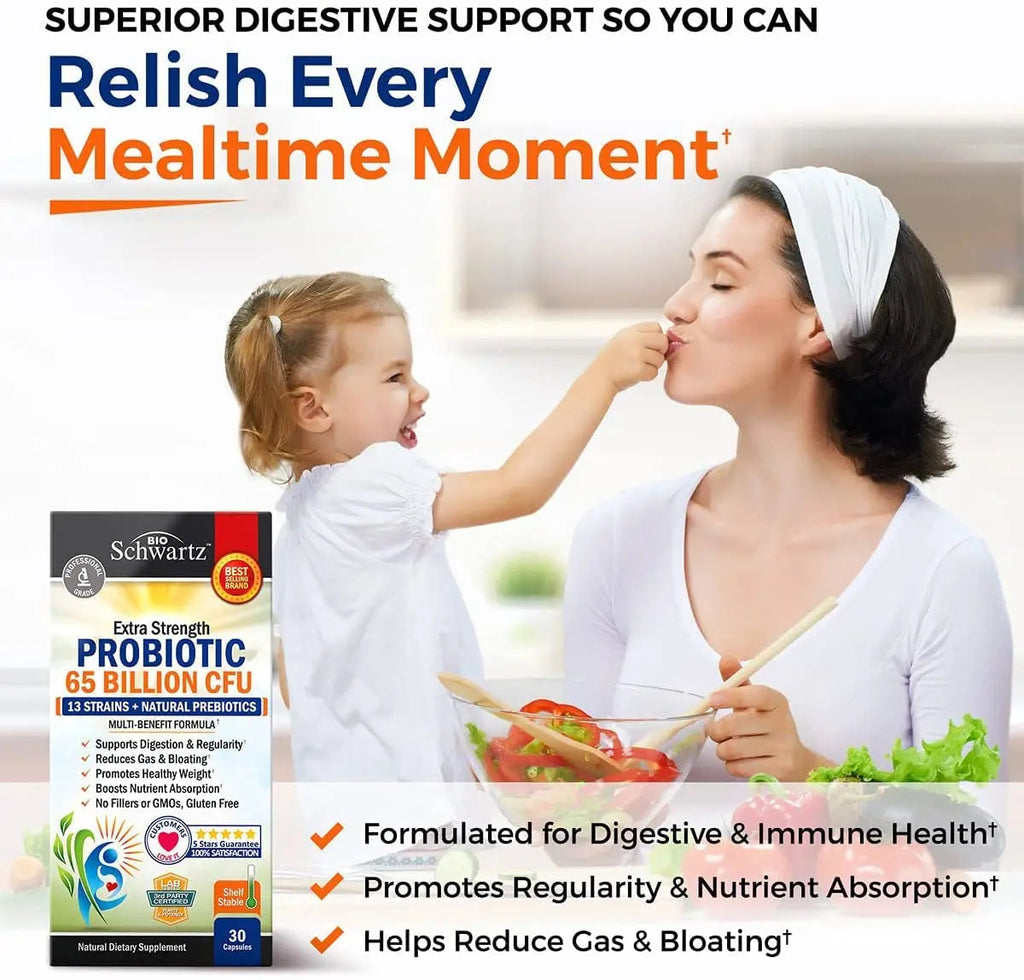 Probiotic 65 Billion - Probiotics with Prebiotic for Women & Men - Lactobacillus BioSchwartz Au supplements