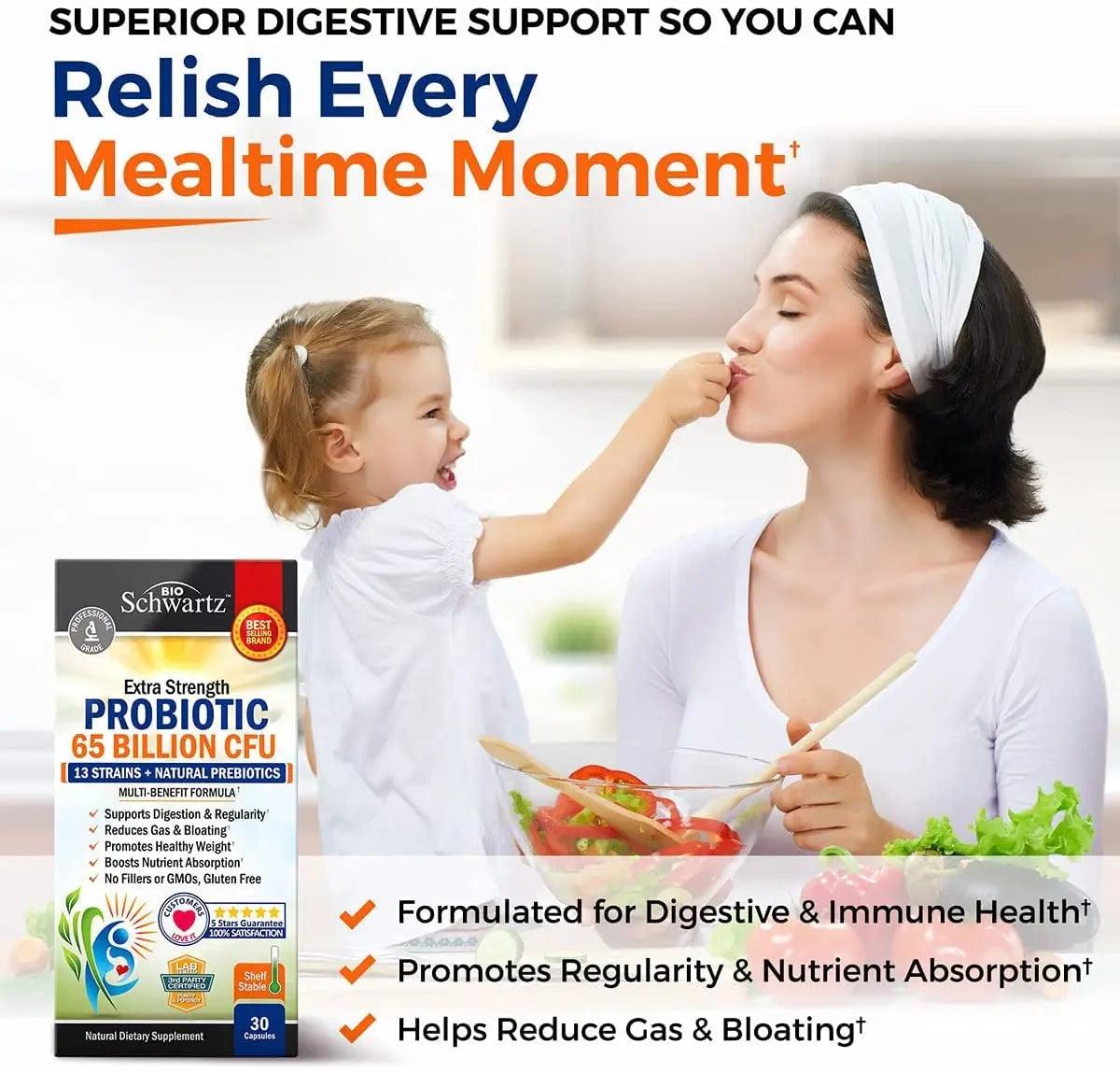 Probiotic 65 Billion - Probiotics with Prebiotic for Women & Men - Lactobacillus BioSchwartz Au supplements