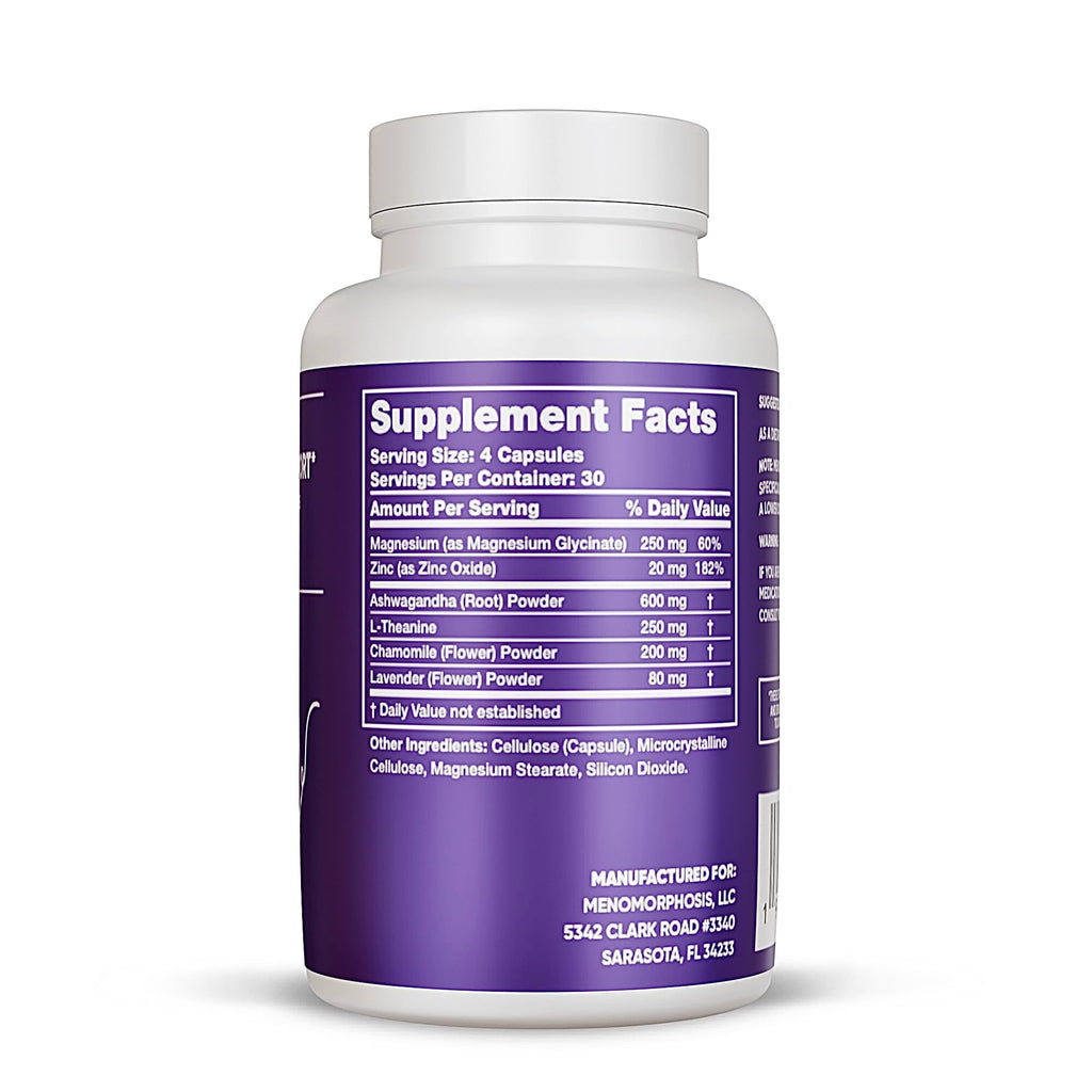 Meno Sleep Menopause Support Supplement: Clinically Proven Ingredients Improve Energy, Mood & Mental Clarity. Magnesium Glycinate, L-Theanine, Ashwagandha, Made in USA, Vegan, Hormone Free 120 Ct MenoMorphosis Au supplements
