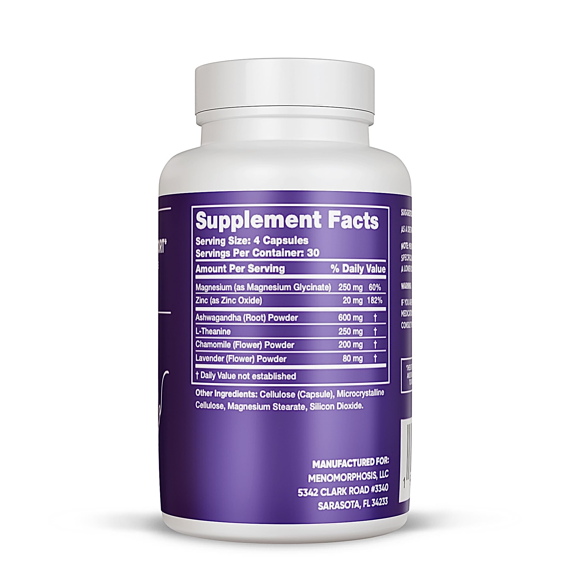 Meno Sleep Menopause Support Supplement: Clinically Proven Ingredients Improve Energy, Mood & Mental Clarity. Magnesium Glycinate, L-Theanine, Ashwagandha, Made in USA, Vegan, Hormone Free 120 Ct MenoMorphosis Au supplements