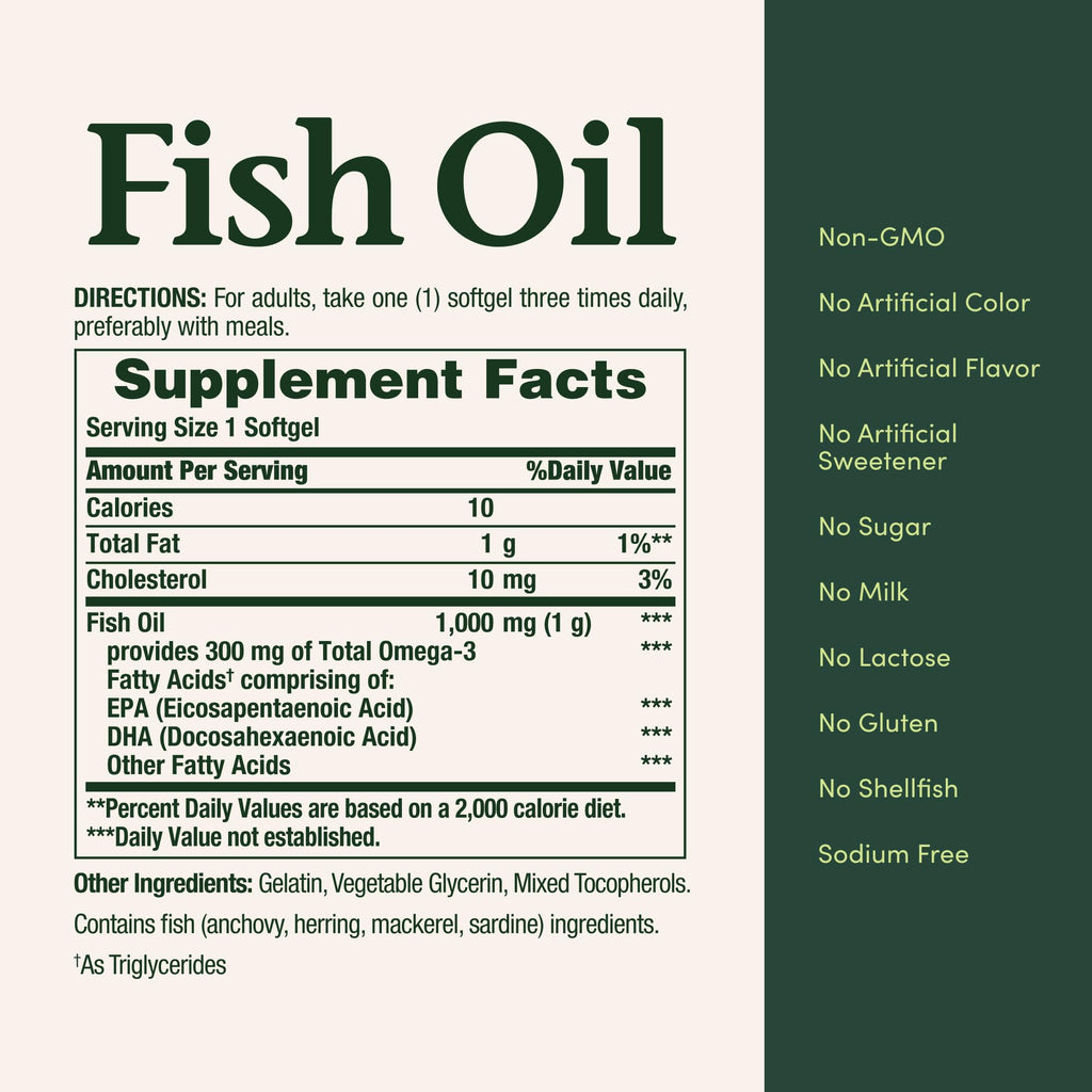 Nature’s Bounty Fish Oil, Supports Heart Health, 1000mg, Rapid Release Softgels, 145 Ct