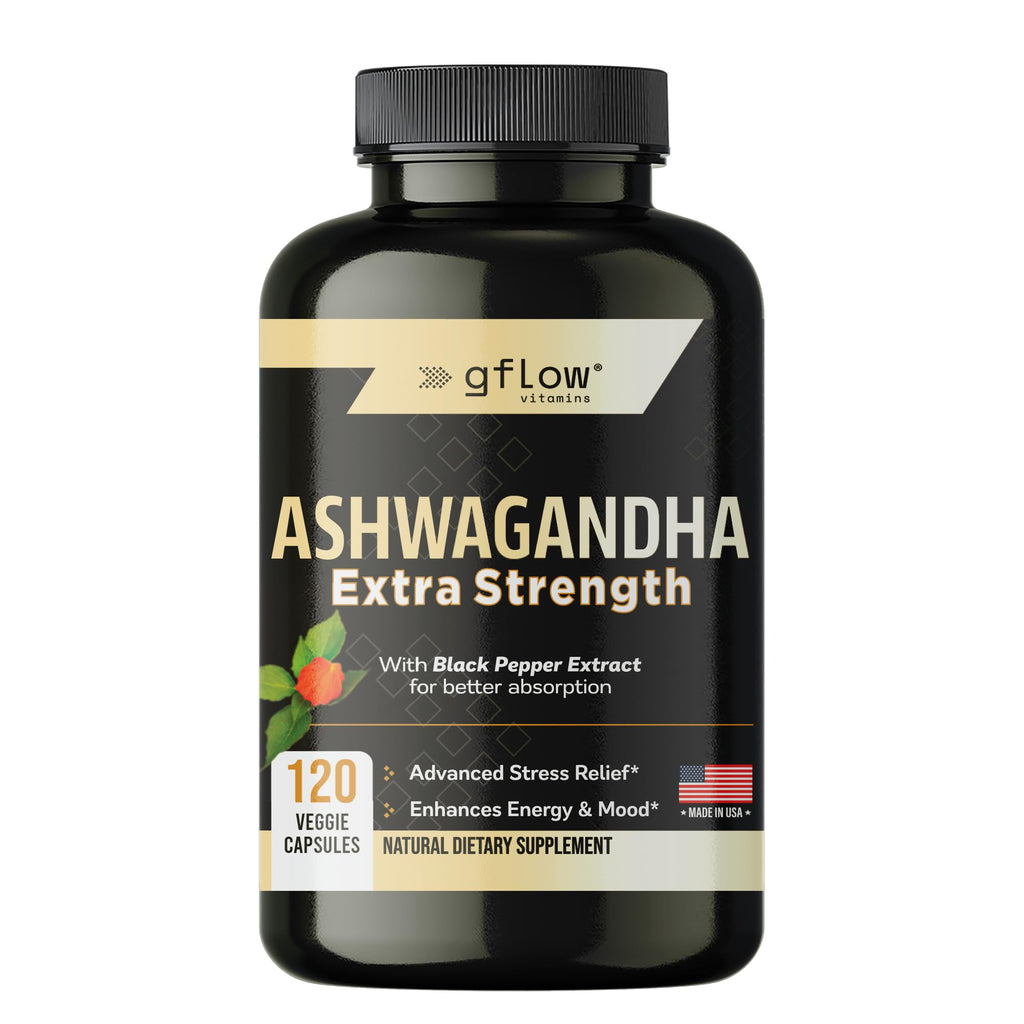 gflow vitamins Ashwagandha Supplements for Women and Men | Sleep, Mood and Energy Support | Extra Strength