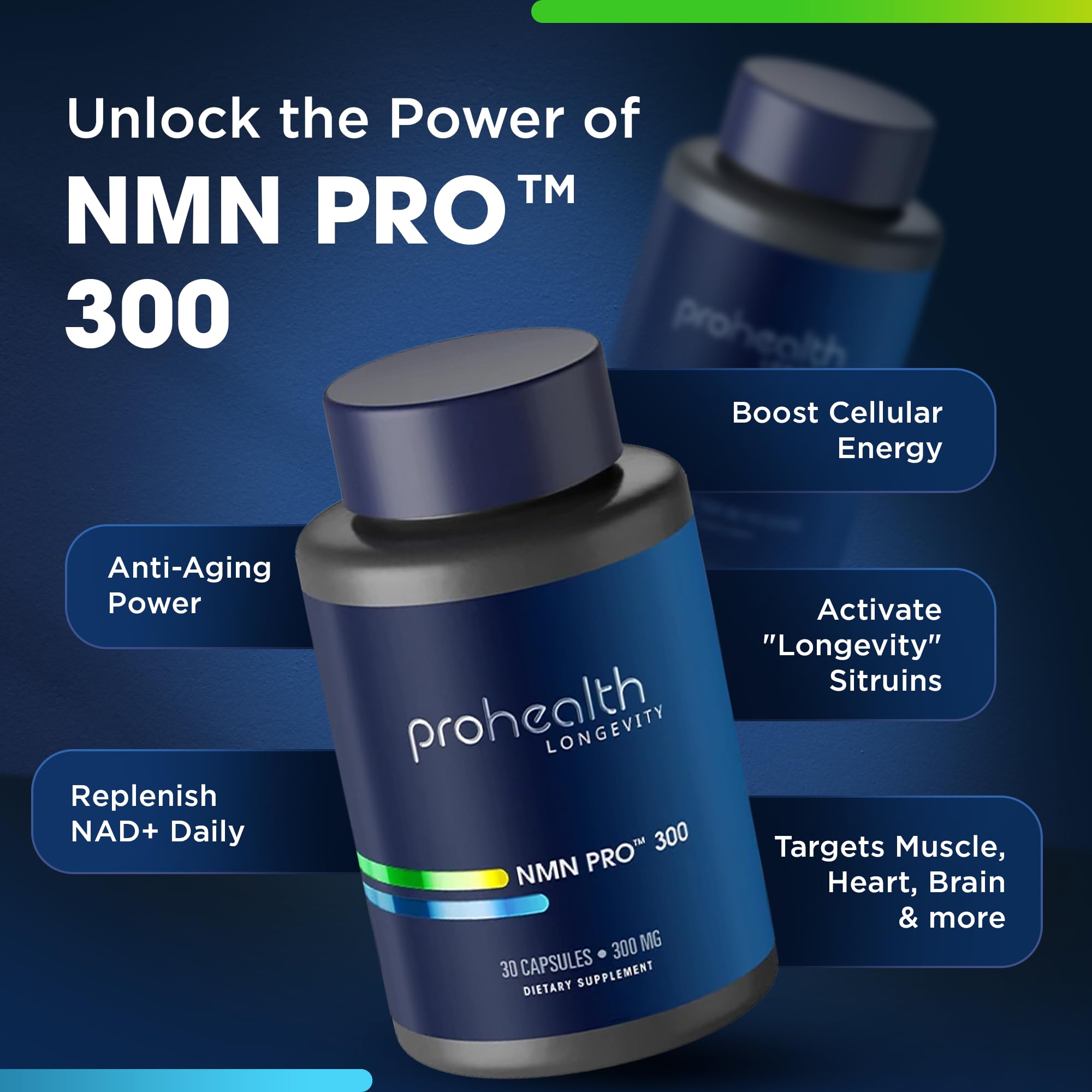 ProHealth NMN Pro 300 (30 Capsules) Clinically Studied Uthever® NMN. NAD+ Precursor for Cellular Energy, Mitochondrial Support & Healthy Aging. USA Manufactured, Triple Lab-Tested ProHealth Au supplements