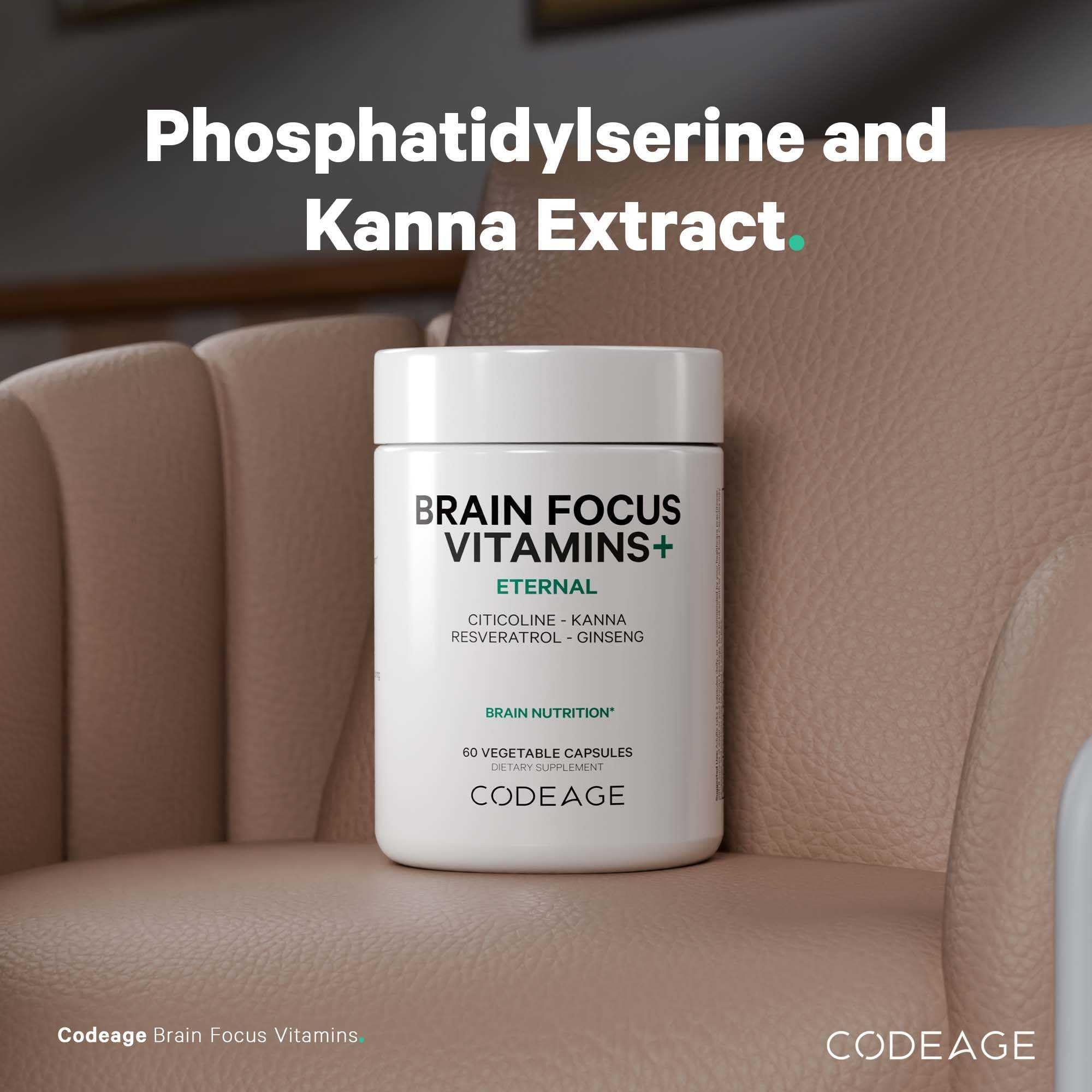 Codeage Brain Focus Vitamins+ Nootropic Supplement with Citicoline as Cognizin, Panax Ginseng, Resveratrol, Gotu Kola, Vitamin B12 Methylcobalamin - Liposomal Delivery - Non-GMO - 60 Capsules Codeage Au supplements