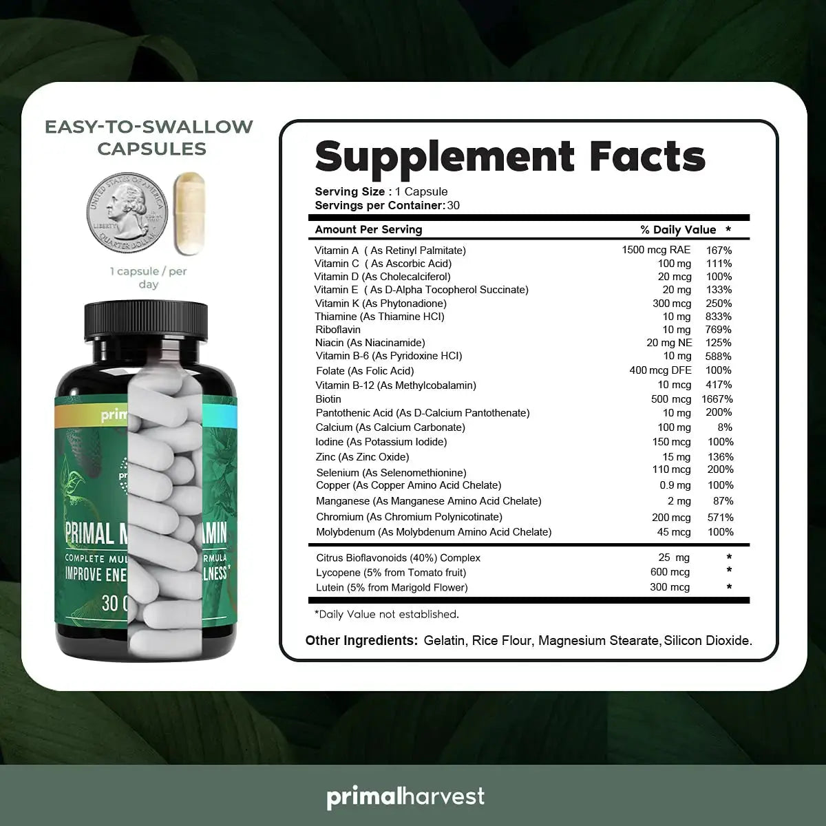Primal Harvest Multivitamin & Magnesium Supplements for Women and Men Multi Vitamin Capsules and Magnesium Glycinate Pills Bundle Primal Harvest Au supplements