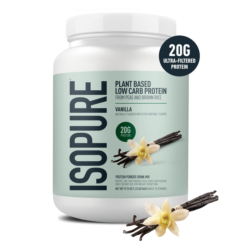 Isopure Plant-Based Protein Powder – 20g Organic Pea and Rice Protein with a Complete Amino Acid Profile – Supports Muscle Recovery