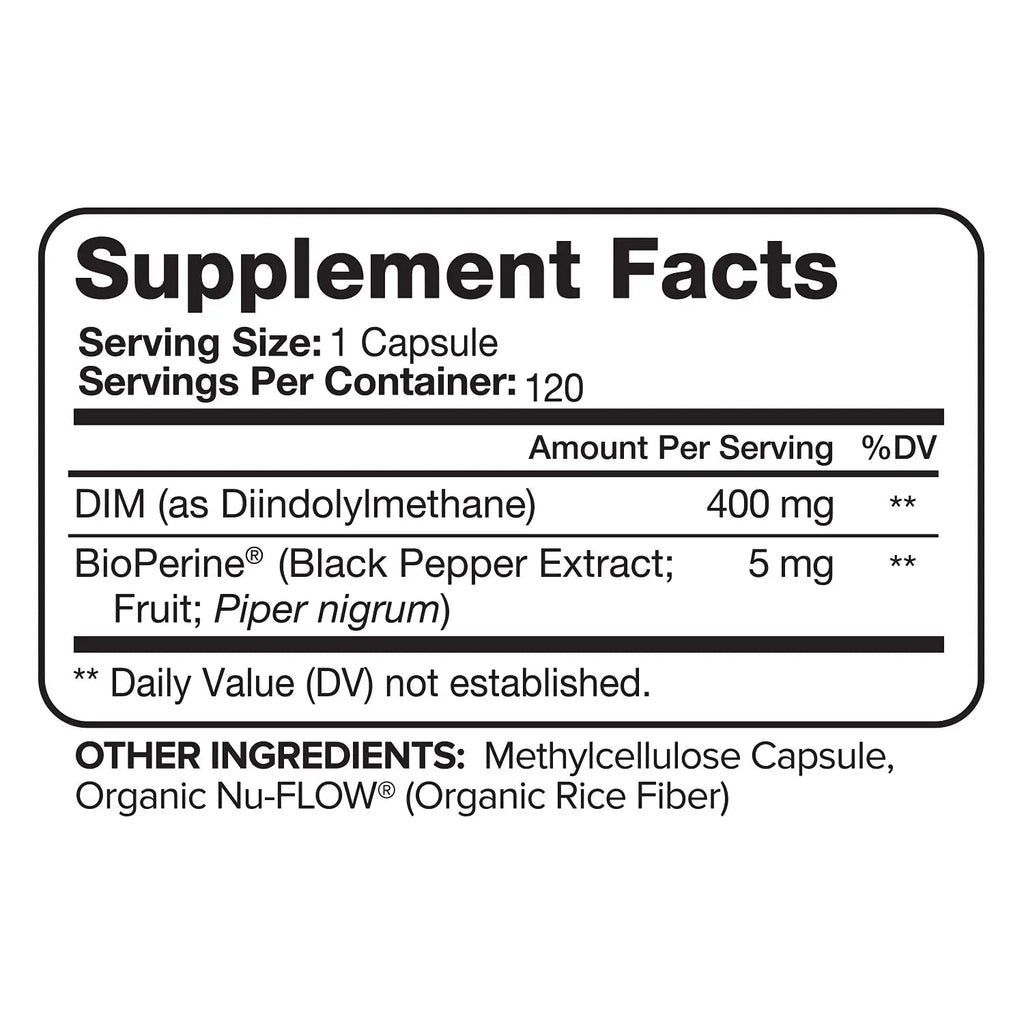 Nutrivein DIM Supplement 400mg Diindolylmethane Plus Bioperine - Maintain Hormone Nutrivein Au supplements