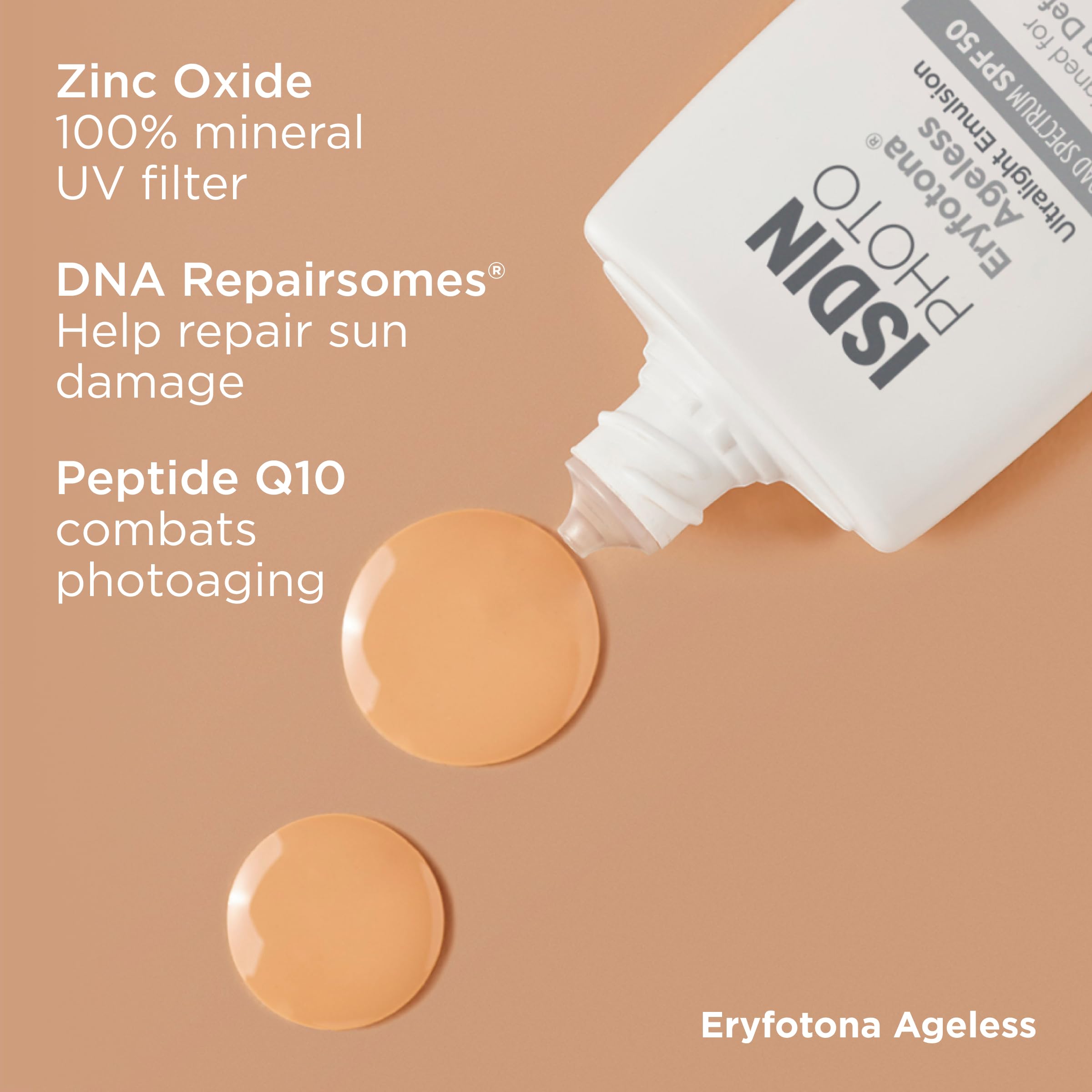 ISDIN Eryfotona Ageless SPF 50 (1.7 Fl Oz) | Tinted Mineral Sunscreen for Face with Zinc Oxide | Anti-Aging Sunscreen with DNA Repairsomes & Vitamin E