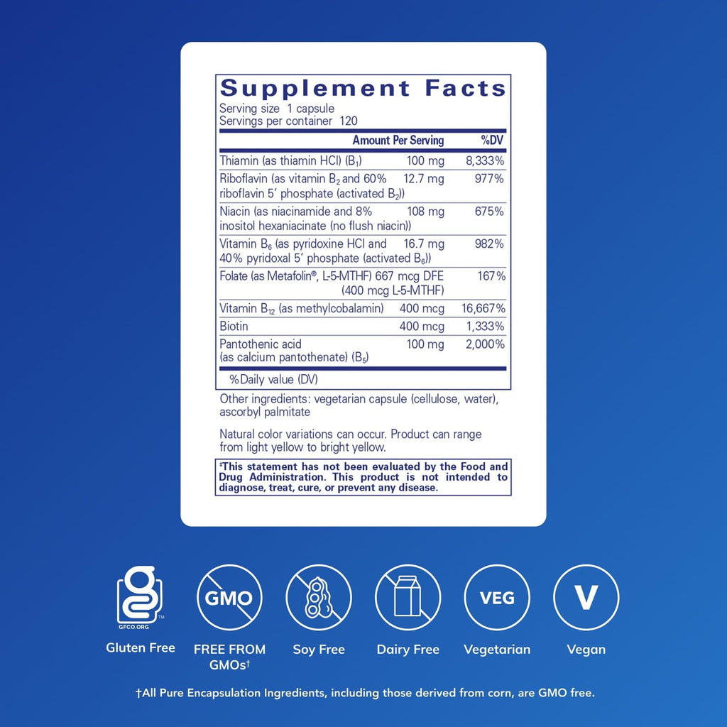 Pure Encapsulations B-Complex Plus - B Vitamins Supplement to Support Neurological Health, Cardiovascular Health, Energy Levels & Nervous System Support