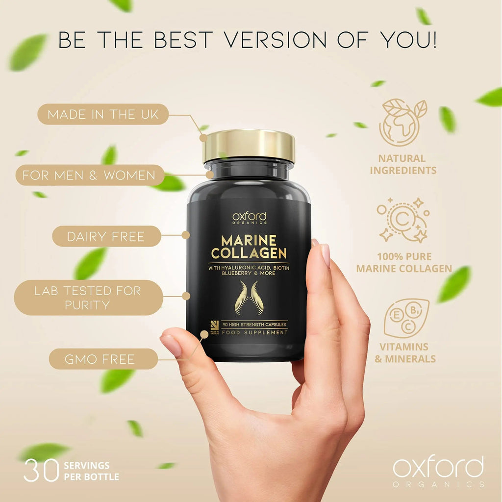 Advanced Marine Collagen Capsules | 1735mg Superfood & Vitamin Boosted Complex for Glowing Hair, Skin & Nails Oxford Organics Au supplements
