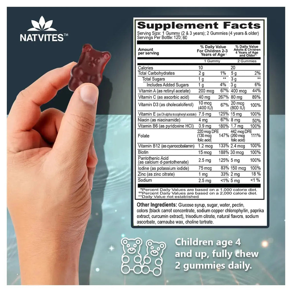 Natvites Complete Kids Multivitamin Gummies – 120 Count of Essential Daily Vitamins & Minerals for Immune Support, Focus, & Growth Natvites Au supplements