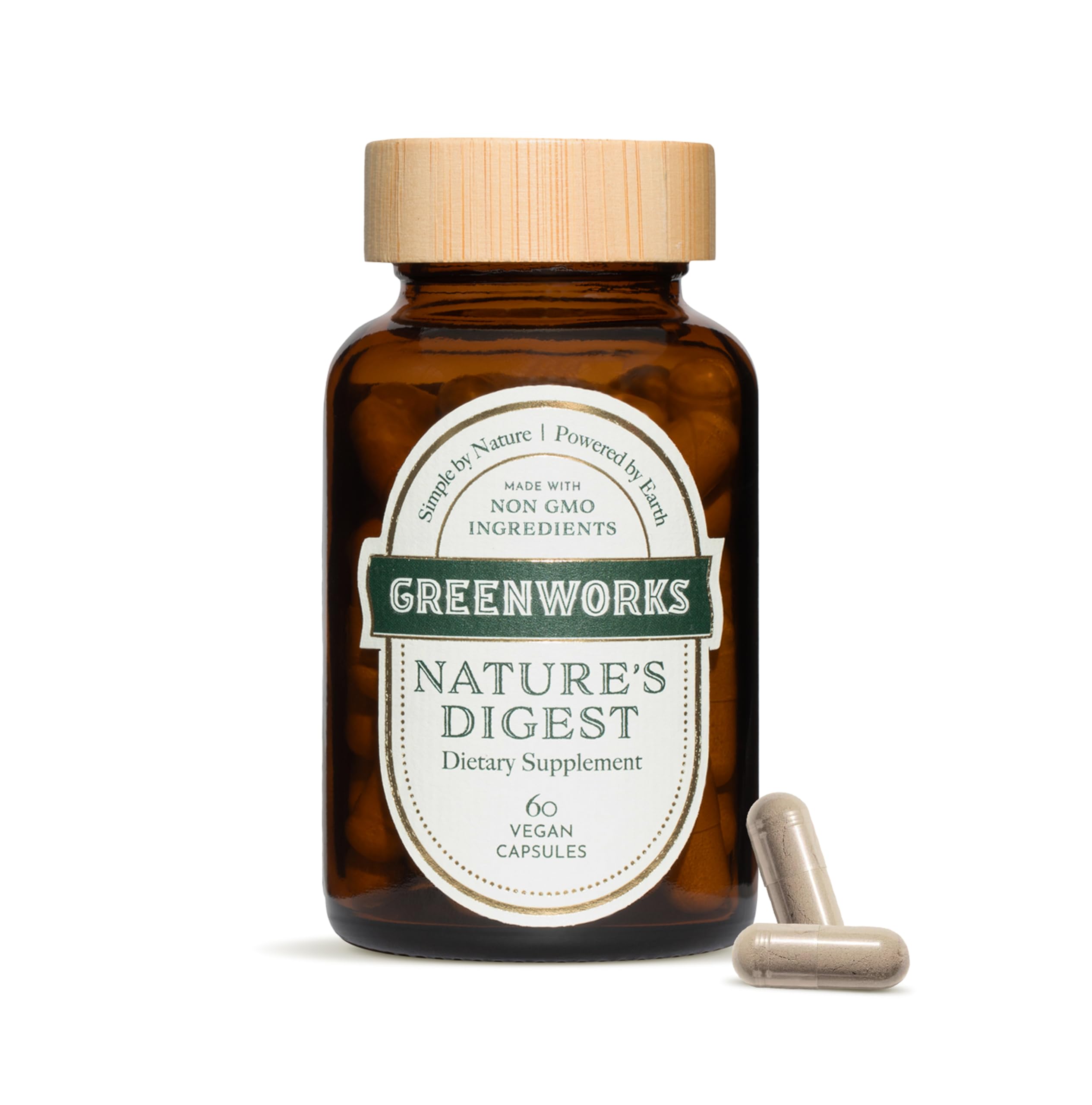 Greenworks Nature's Digest 10 Billion CFU Probiotic for Adults | Daily Gut Health Supplement with Saccharomyces Boulardii, Psyllium Husk, Bromelain,