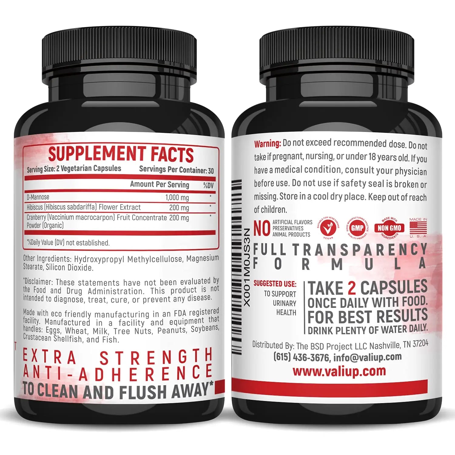 VALI D-Mannose 1000mg Urinary Tract Health Formula. Organic Cranberry Fruit Powder & Hibiscus. Healthy Bladder, Natural Cleanse, Fast Detox Flush, Herbal UT Function Support Pills. 60 Veggie Capsules VALI Au supplements