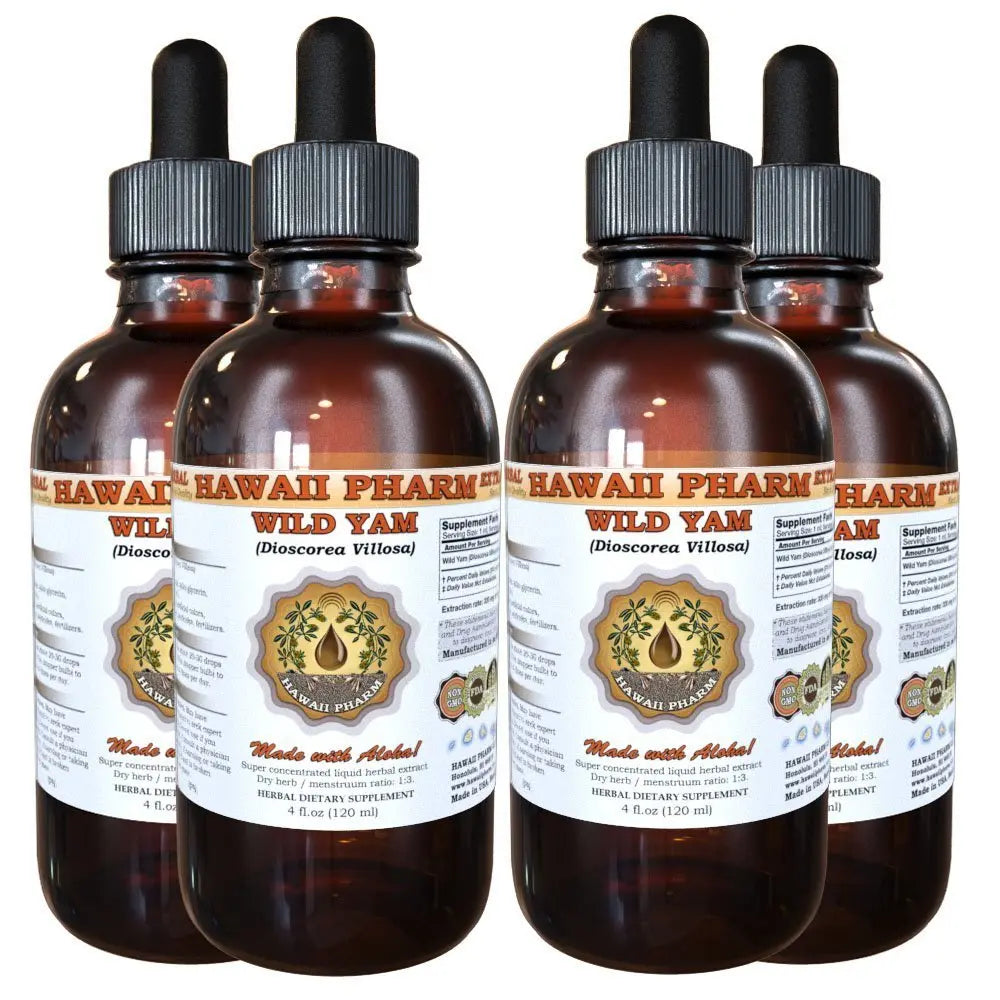 Wild Yam Liquid Extract, Wild Yam (Dioscorea Villosa) Tincture 4x4 oz HawaiiPharm Au supplements