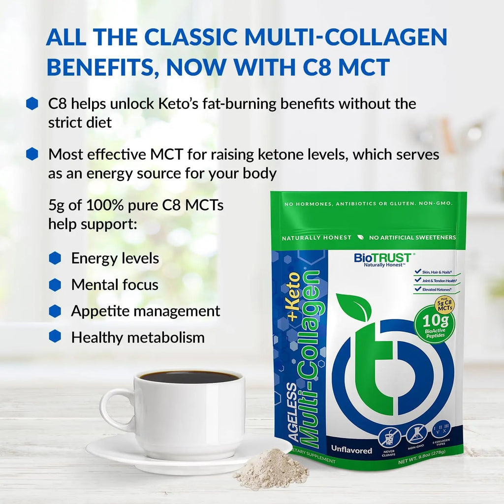 BioTrust Multi-Collagen Protein Powder + Keto MCT Oil – 5 Collagen Types Plus 100% BioTrust Au supplements