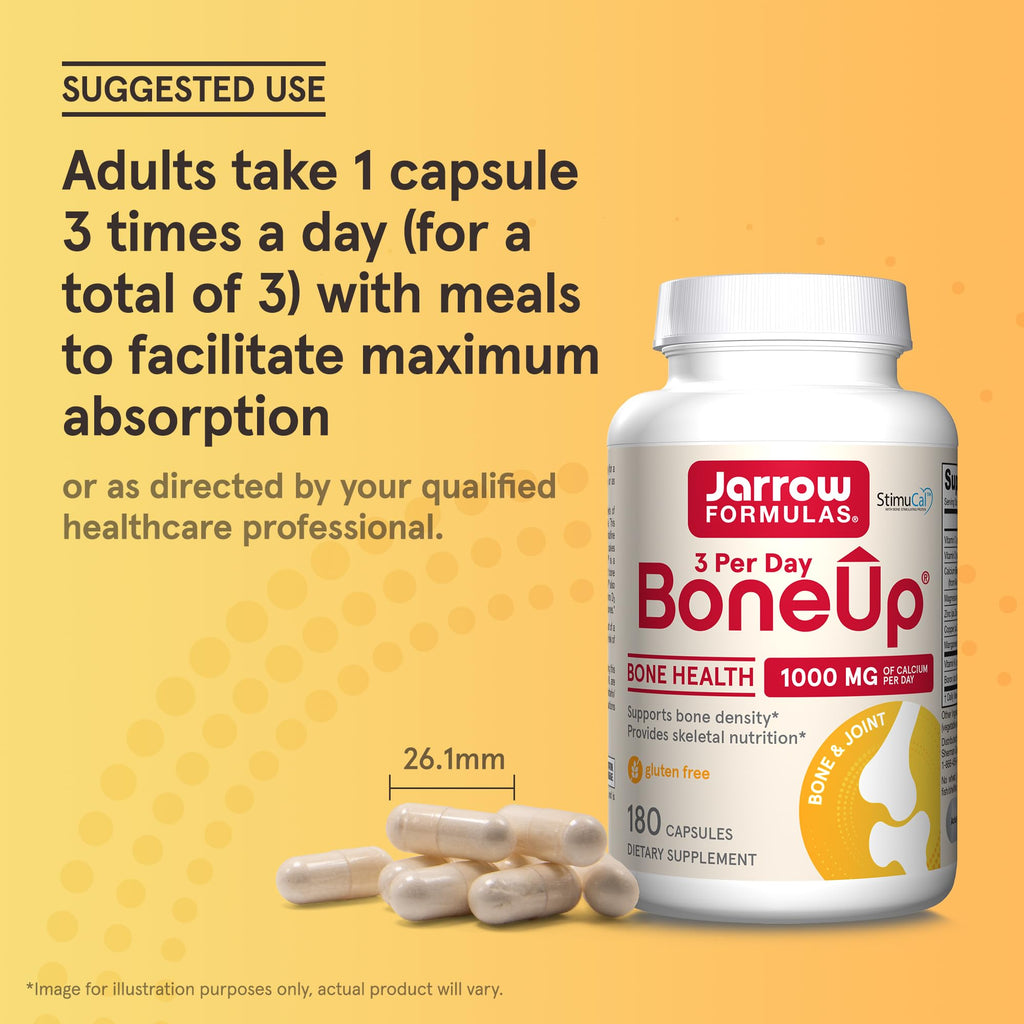 Jarrow Formulas BoneUp Three Per Day for Bone Density and Skeletal Nutrition, Includes Vitamin D3, K2 (as MK-7) and Calcium