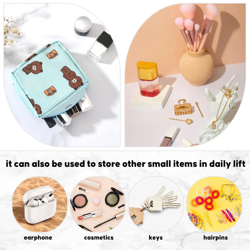 4Pcs Period Bag, Sanitary Pad Storage Bag Samll Period Pouch for Purse Cute Menstrual Period Bag Aster Au supplements