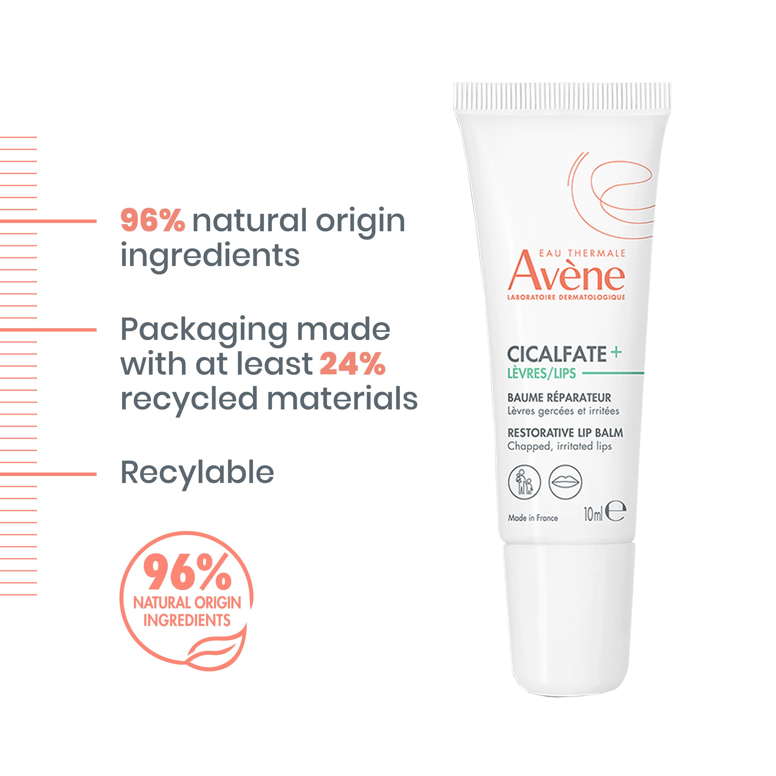 Avène Cicalfate Restorative Lip Cream, Long Lasting Moisture to Soothe Dry, Cracked Lips