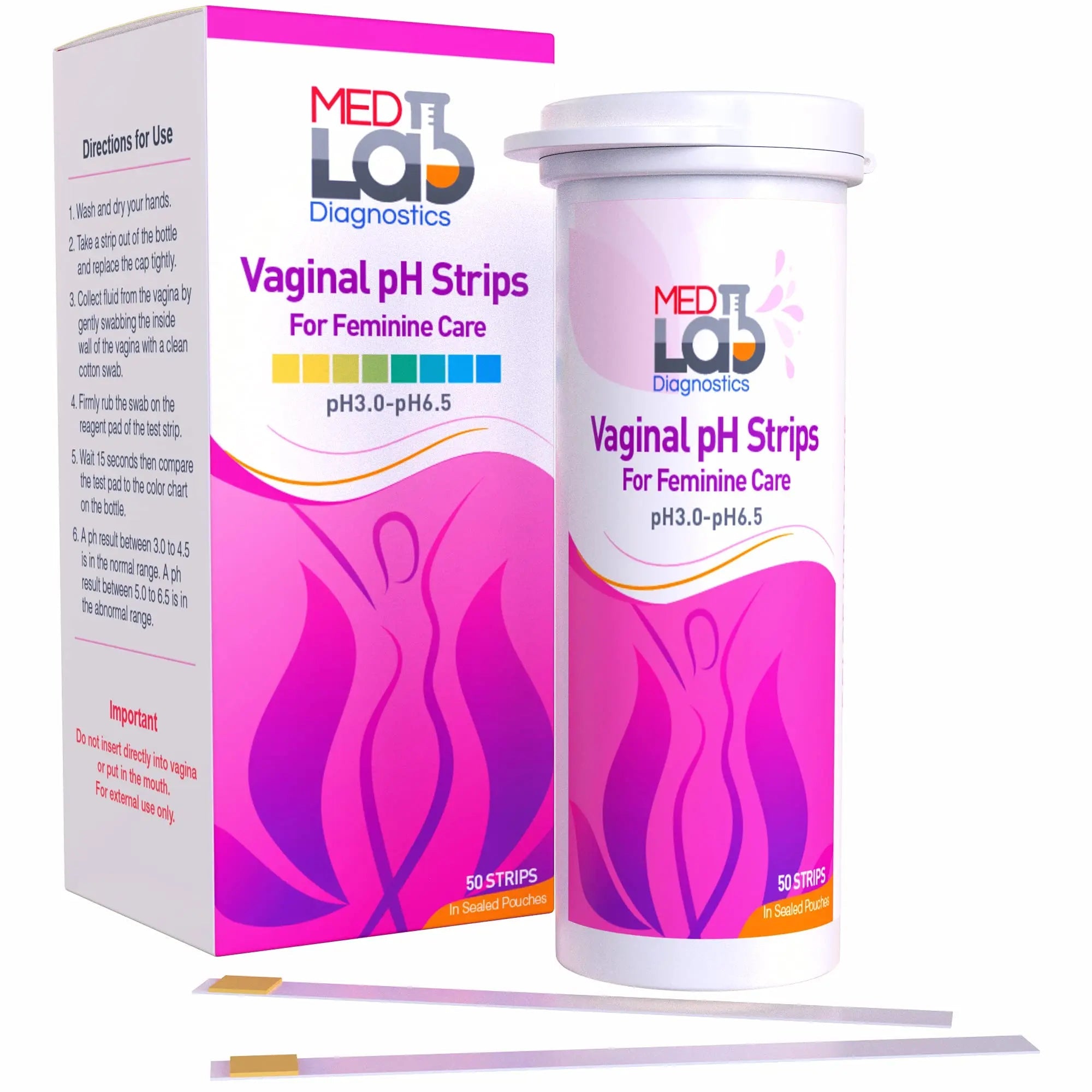 Vaginal ph Test Strips for Women(50 cnt). BV Bacterial Vaginosis and Yeast Infection Test Strips Med Lab Diagnostics Au supplements