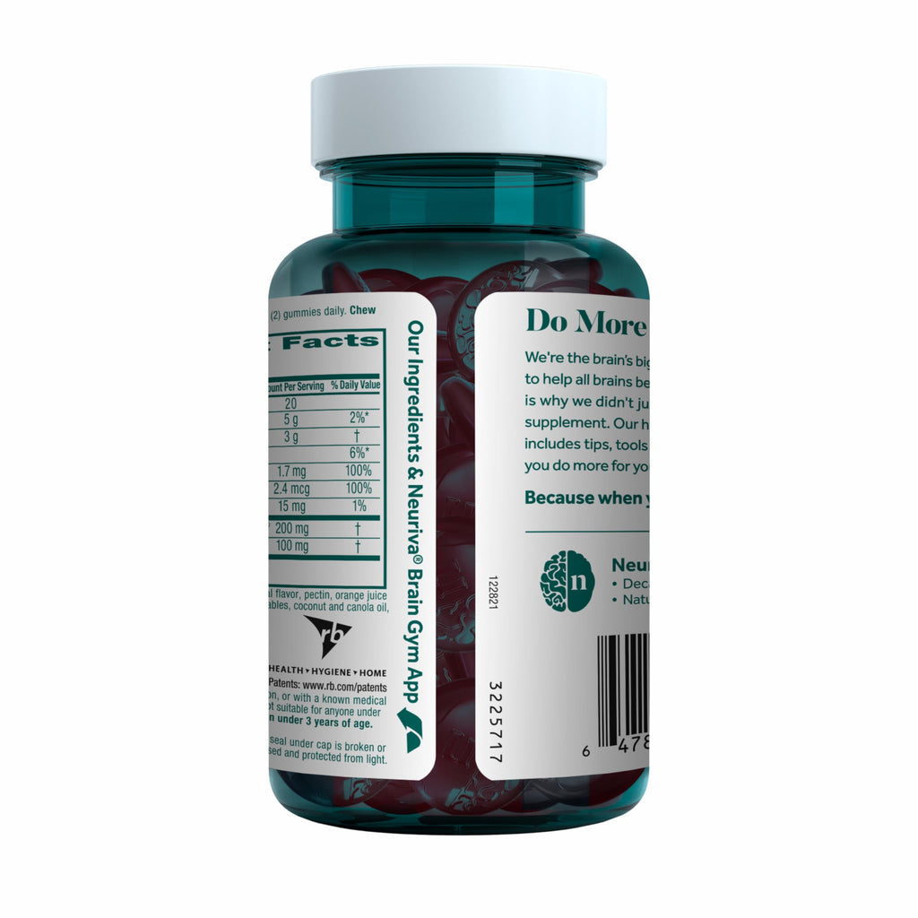 NEURIVA Plus Decaffeinated Nootropic Brain Supplement for Memory, Focus & Concentration & Cognitive Function, Clinically Tested NeuroFactor, Phosphatidylserine, Vitamins B6 B12,50ct Strawberry Gummies NEURIVA Au supplements