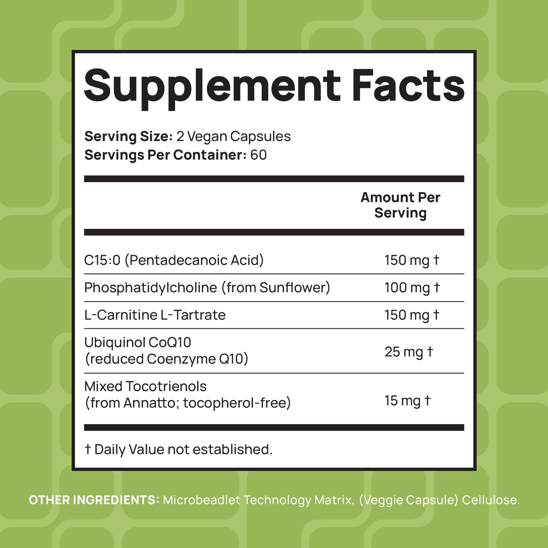 C15:0 Pentadecanoic Acid Supplement | Longevity, Cellular & Membrane Support, Micro-Granule Enhanced Absorption, Phosphatidylcholine, L-Carnitine,