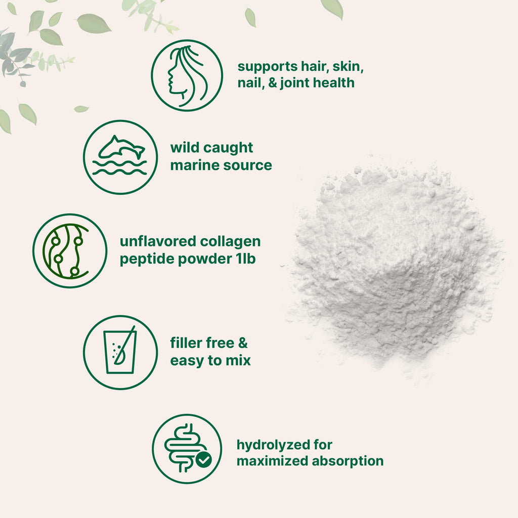 Micro Ingredients Marine Collagen Peptides Powder, 1 lb | Type I Marine Collagen + Natural Protein | Wild-Caught Fish Source