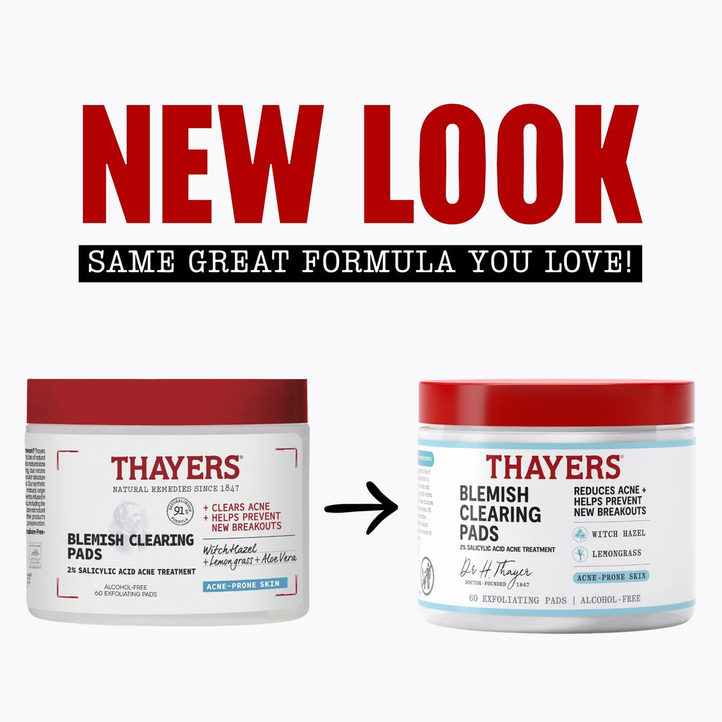 Thayers Blemish Clearing Acne Pads, Salicylic Acid Acne Treatment for Face, Pore Reducing, Exfoliating