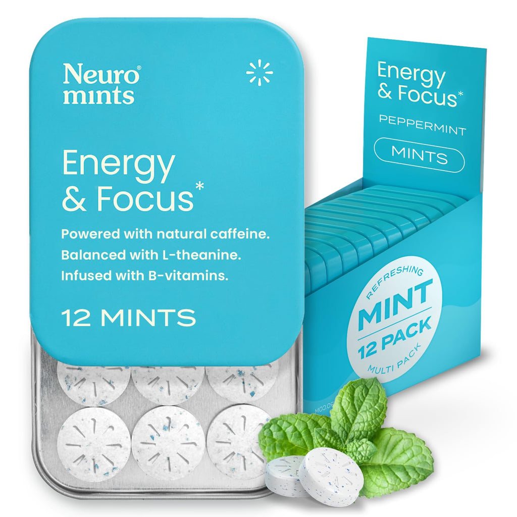 NeuroGum Energy Caffeine Mints (144 Pieces) - Sugar Free with L-theanine + Natural Caffeine + Vitamin B12 & B6 - Nootropic Energy & Focus Supplement for Women & Men - Keto & Vegan, Peppermint Flavor NeuroGum Au supplements