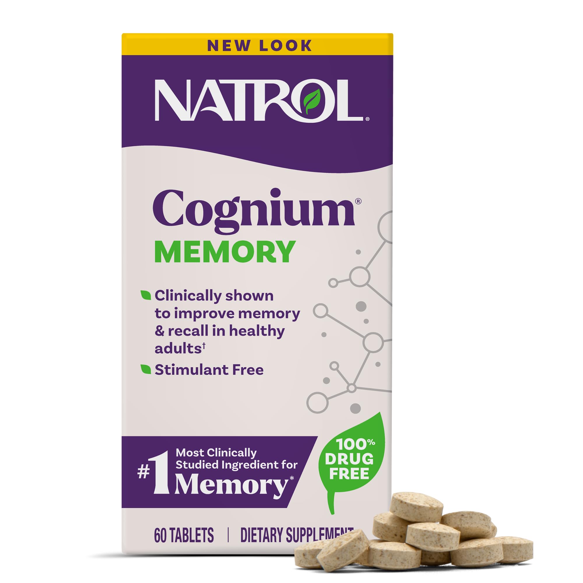 Natrol Cognium Memory, Brain Health Supplements for Adults, Brain Memory Supplements, Enhances Mental Agility in Healthy Adults,