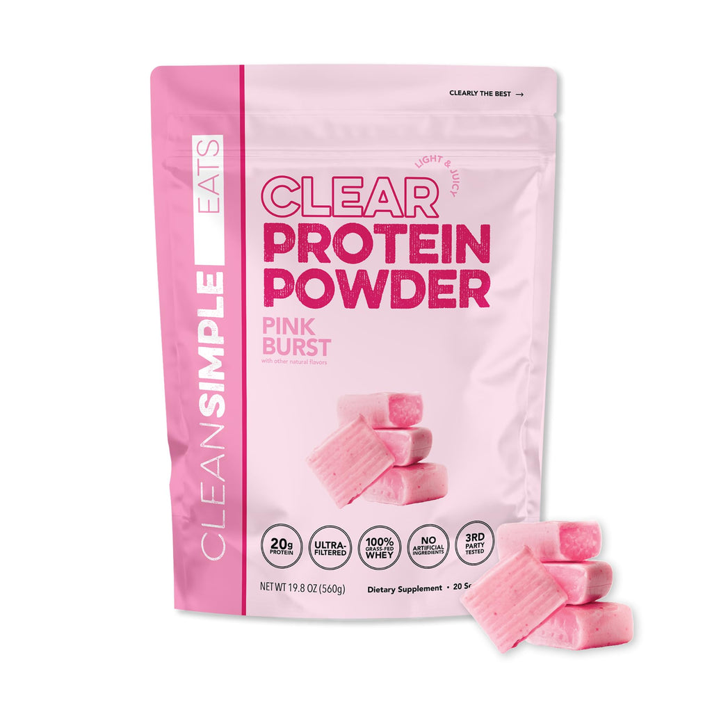 Clean Simple Eats Clear Protein Drinks, 20G Grass Fed Whey Protein Isolate, Ultra Filtered, Light & Refreshing Beverage, Low Lactose, No Artificial Ingredients,